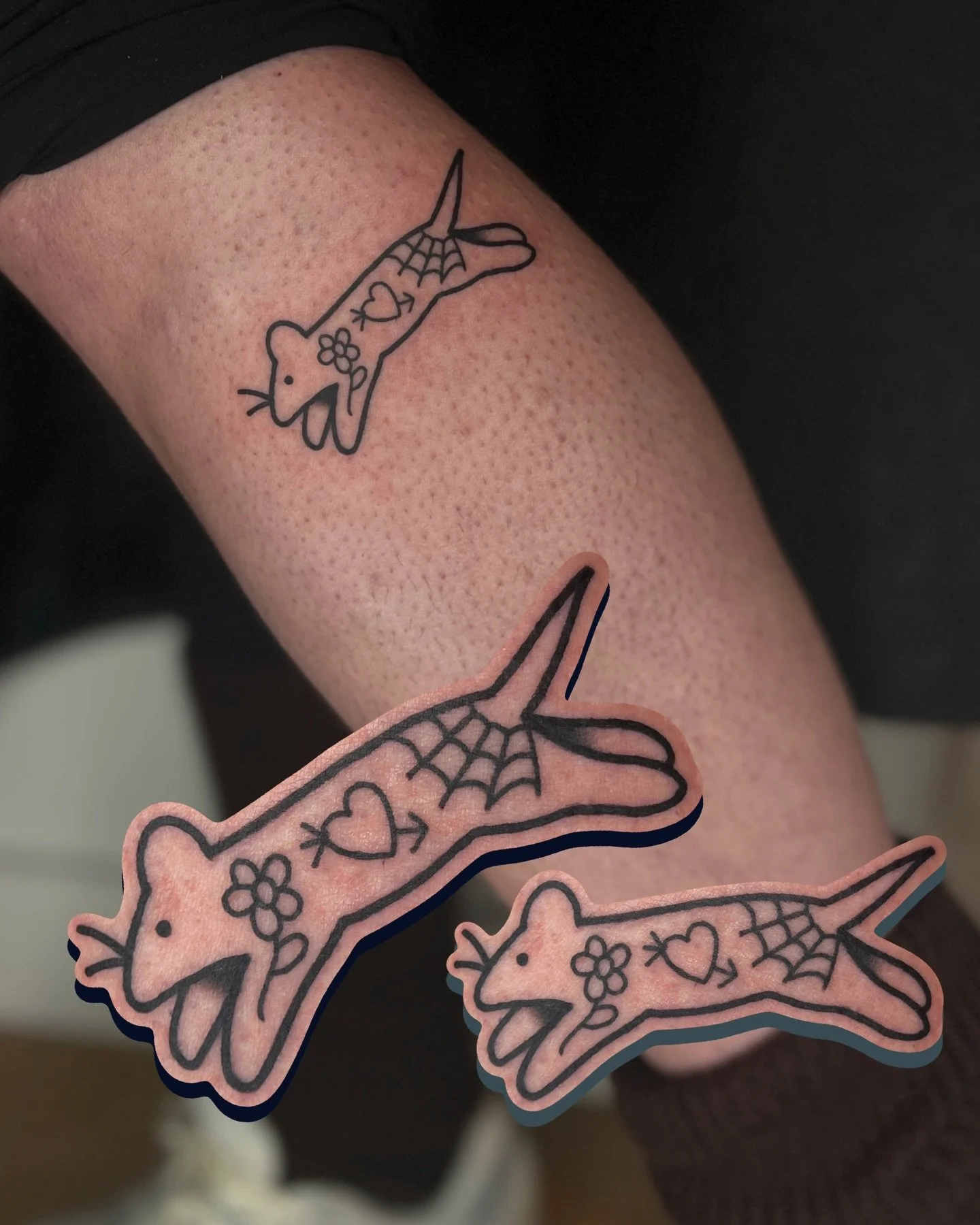 RAT-TAT-TAT 💥 

little custom rat variation made recently! ive done some tatted rats in the past but never my classic guys, definitely inspired to make some more rats with tatts! 🐀 

my books are OPEN @goodcompany.tattoo (brighton, uk, 1 hour from 