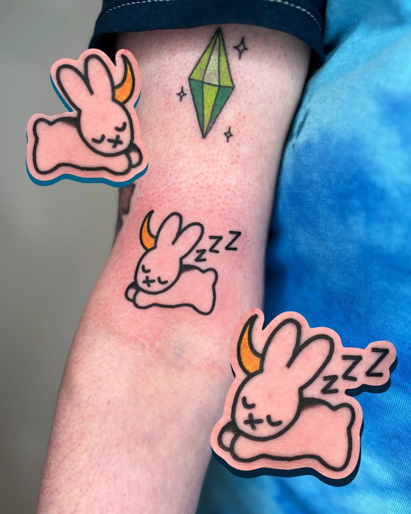 sleepy bunny 😴 🐇 

swipe for more familiar rabbit flash ✨ 

my books are OPEN @goodcompany.tattoo (brighton, uk, 1 hour from london) 🏡 limited space left before holidays!! 

if you see something you like or have a question, you get in touch using 