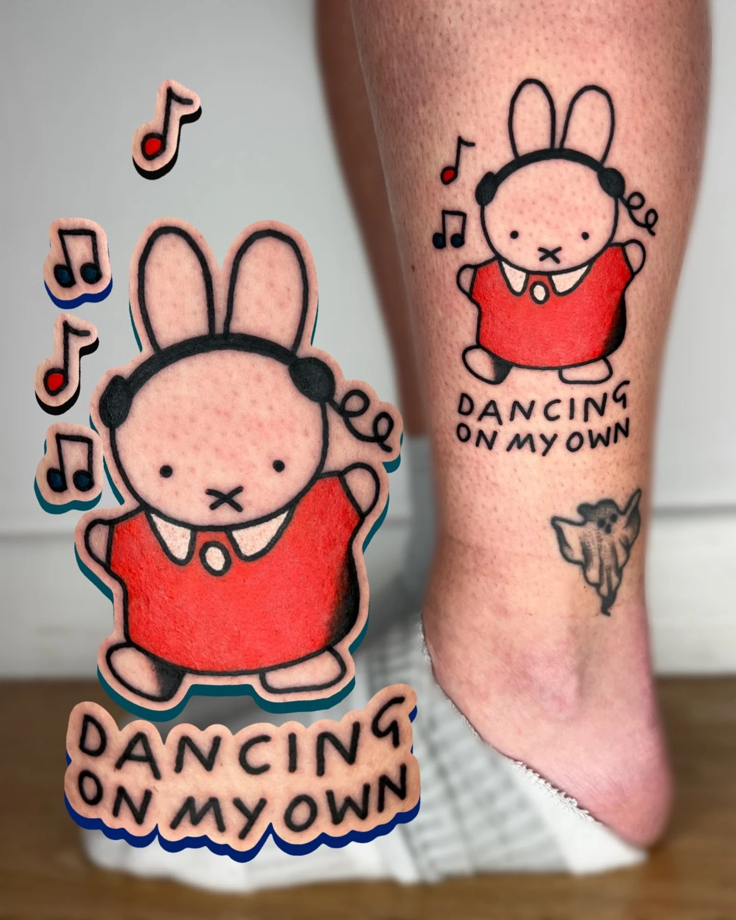 dancing on my own bunny 🪩 and gardening bunny made for some nice humans! swipe for more familiar rabbit 🐇 

i work in BRIGHTON @goodcompany.tattoo and my books are open! i have some space left in BRISTOL on April 9th and 10th also !!!

to BOOK A TA