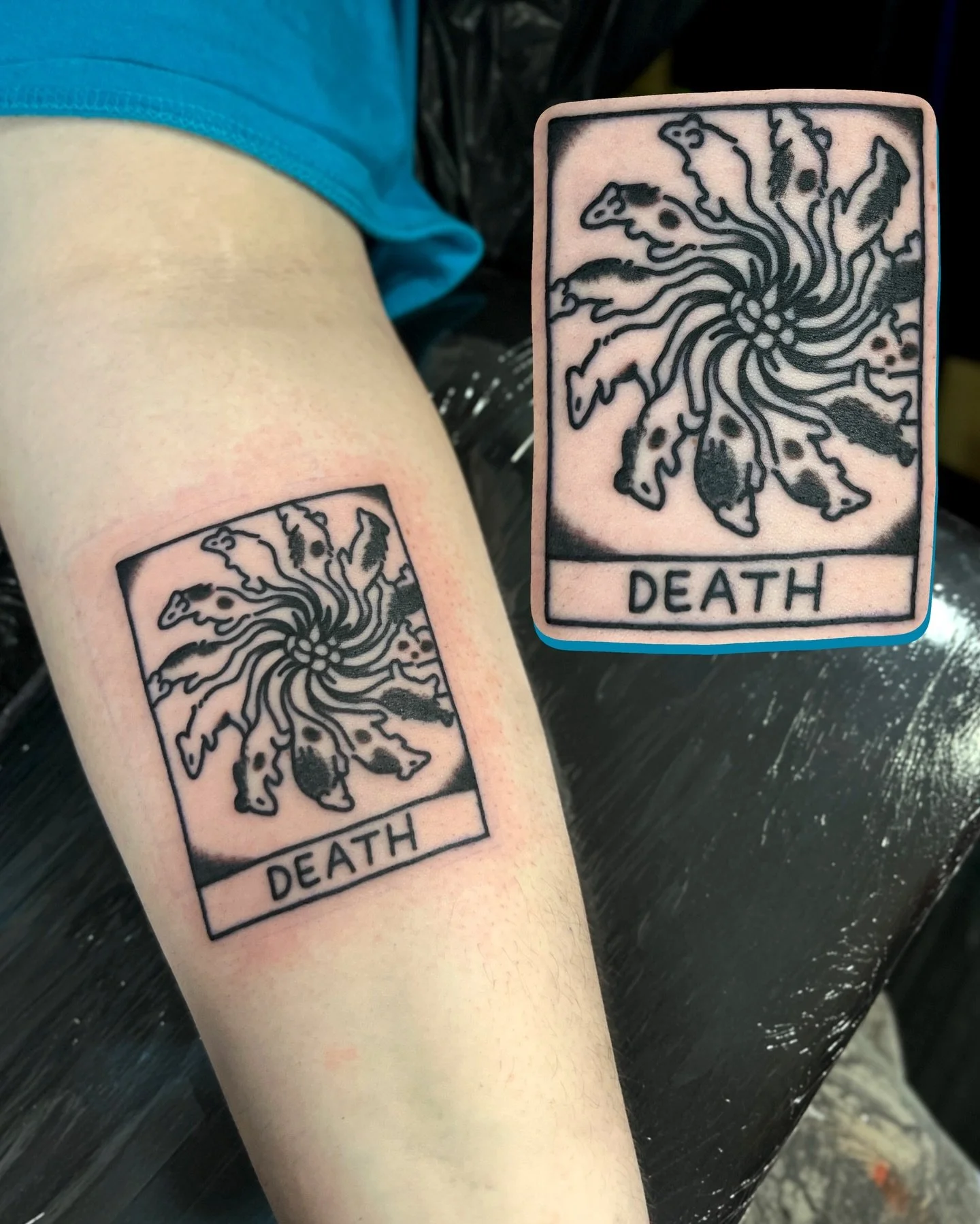 DEATH 🐀 🐀 🐀 

tarot card picked from flash and tattooed at @brightontattoocon swipe for more! 🌙 

i work in BRIGHTON @goodcompany.tattoo and my books are open! I also have a few BRISTOL spaces remaining on April 9th and 10th!

to BOOK A TATTOO or