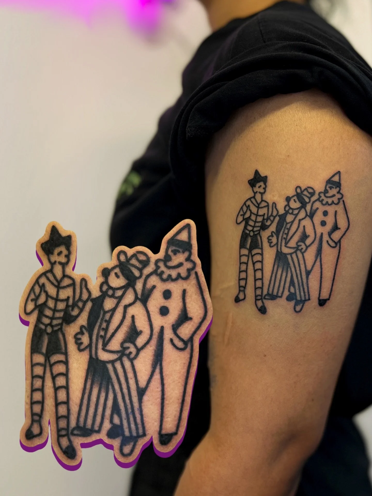 clown friends, couple halloween trinkets, teeth and a fish made during a fun session during my time in @heartlesshandsclub 🤡 🦷 🐟 🎃 swipe to see healed rat! 

i work in BRIGHTON @goodcompany.tattoo and my books are open! ⭐️ 

to BOOK A TATTOO or g