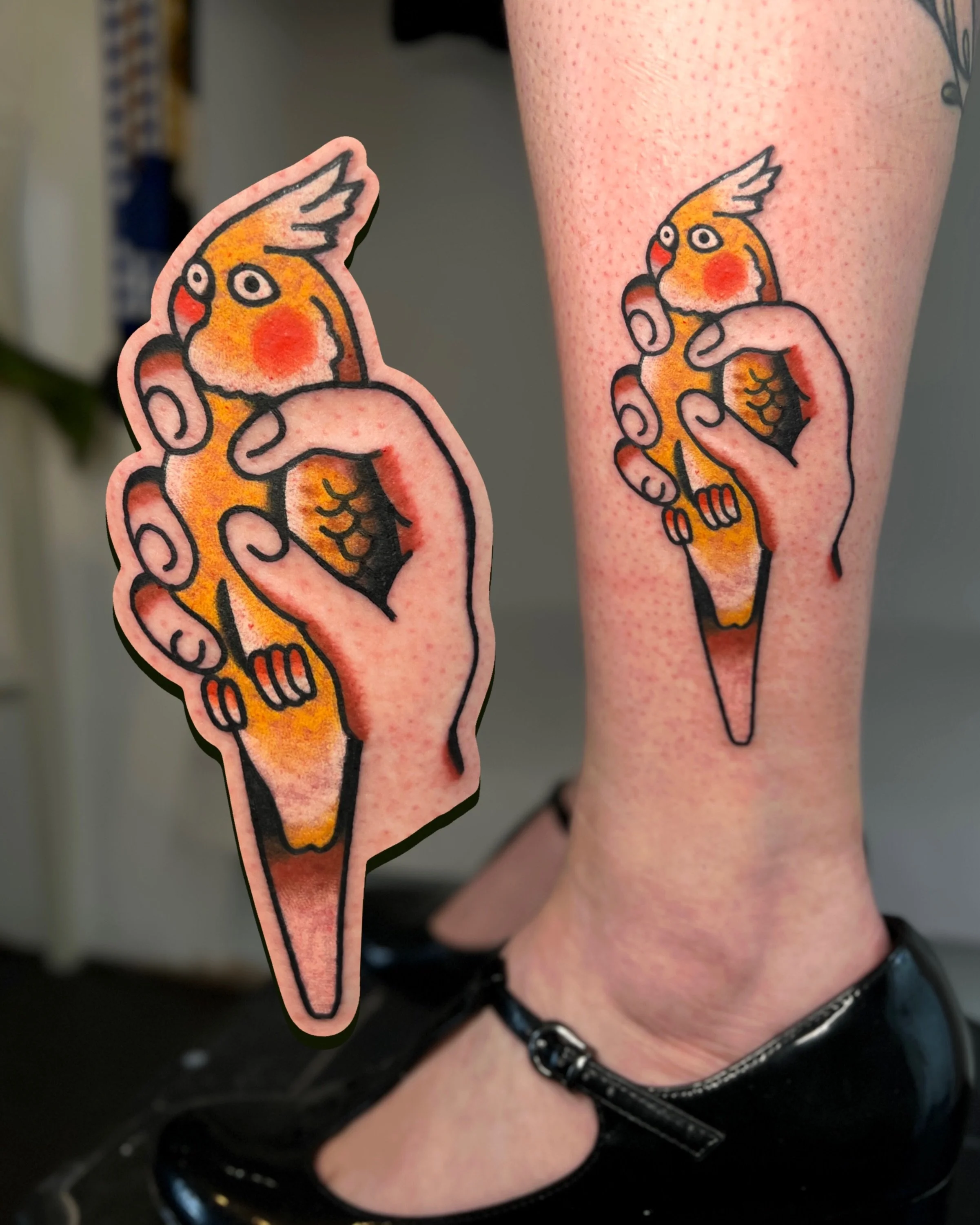 cockatiel and matching flower rats, made for some nice humans during my time in bristol! @cloud_9_tatu 🐦 

i work in BRIGHTON @goodcompany.tattoo and my books are open! ⭐️ 

to BOOK A TATTOO use the link in my bio for my website. it has everything y
