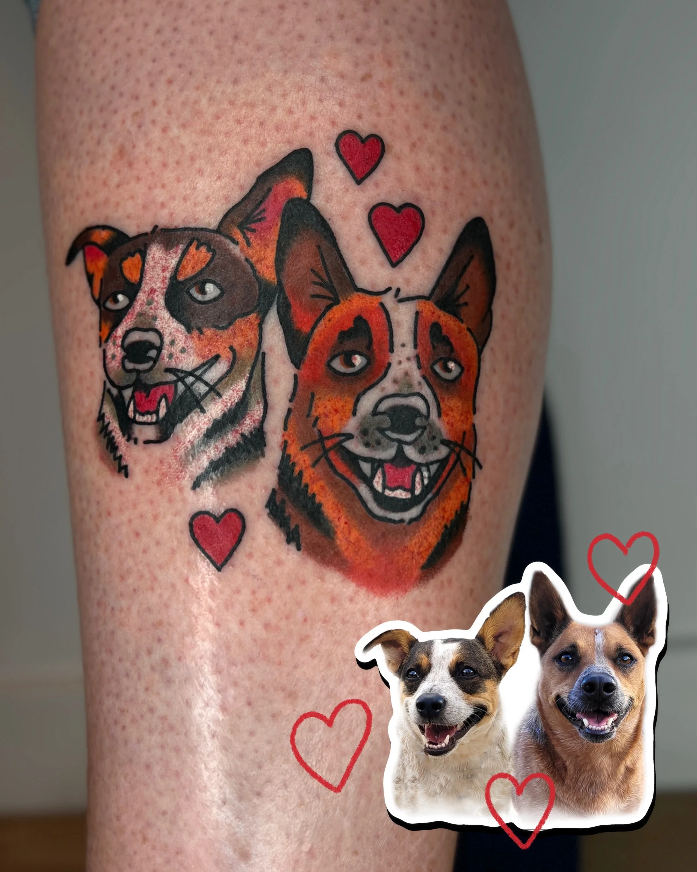custom twin puppy portrait for a lovely human! thanks for the trust and for travelling to visit me! 🐶 

i work in BRIGHTON @goodcompany.tattoo and my books are open! ⭐️ 

to BOOK A TATTOO use the link in my bio for my website. it has everything you 