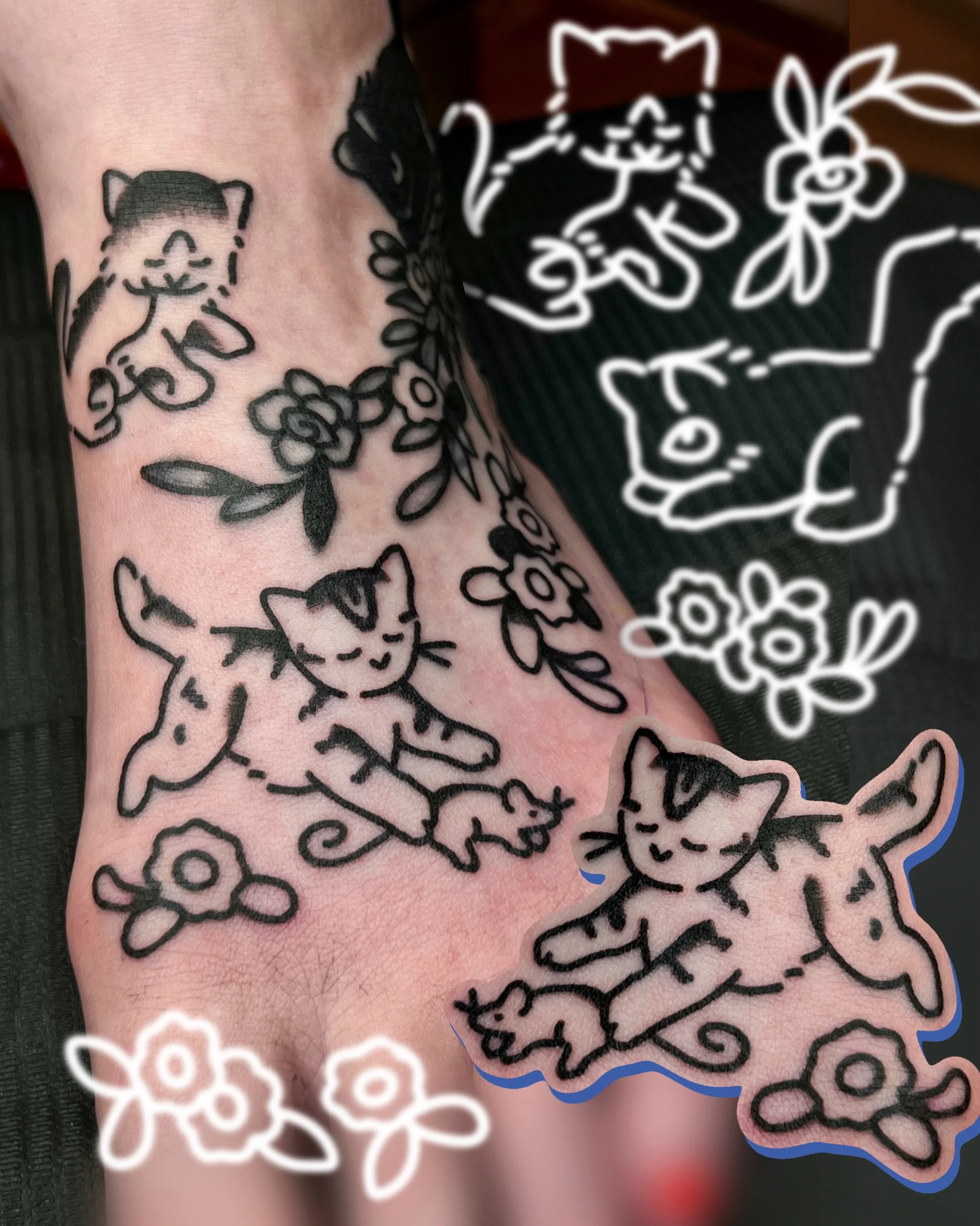 little floral coverup/rework action on the foot, with the addition of my clients 3 cats 🐱 

i work in BRIGHTON @goodcompany.tattoo and my books are open! ⭐️ 

to BOOK A TATTOO use the link in my bio for my website. it has everything you need to get 