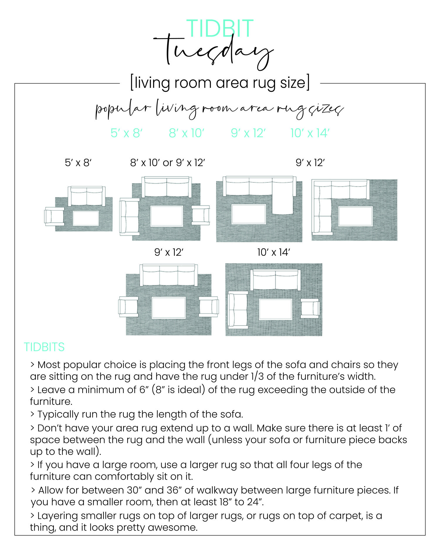 Tidbit Tuesday Area Rug Size Living, Living Room Area Rug Dimensions