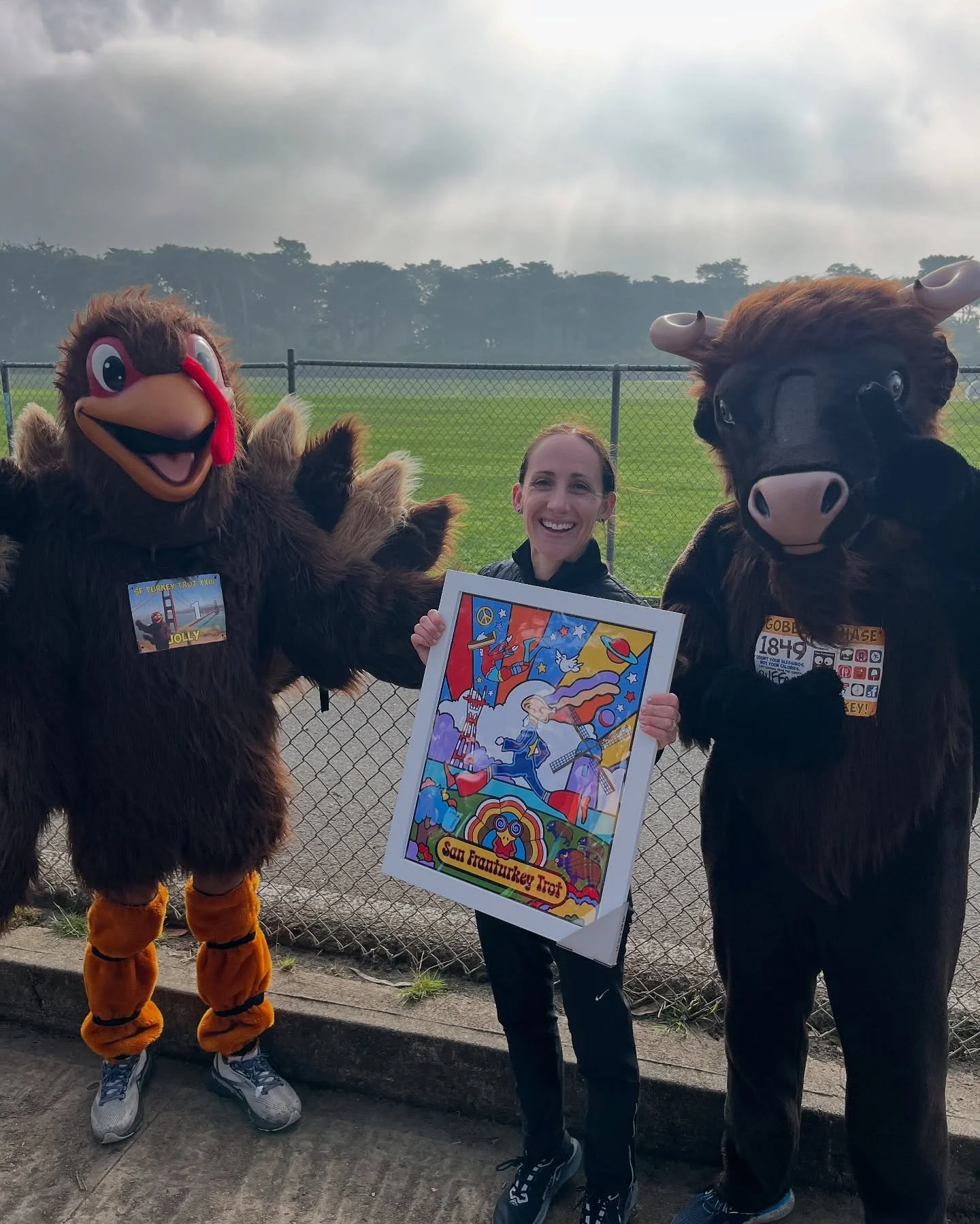 Turkey Trot tradition:
🏃&zwj;♀️ I run fast-ish.
🏃&zwj;♂️ Pablo runs handsome.
🏃 Kids run wild.
🦃 And somehow&hellip; I won again. Four time champ. 🏆

Nothing like starting Thanksgiving by running through Golden Gate Park while chasing turkeys.

