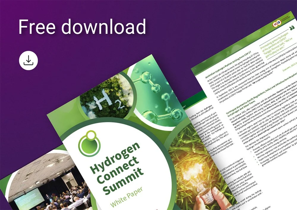 Image with text stating free download of the hydrogen white paper