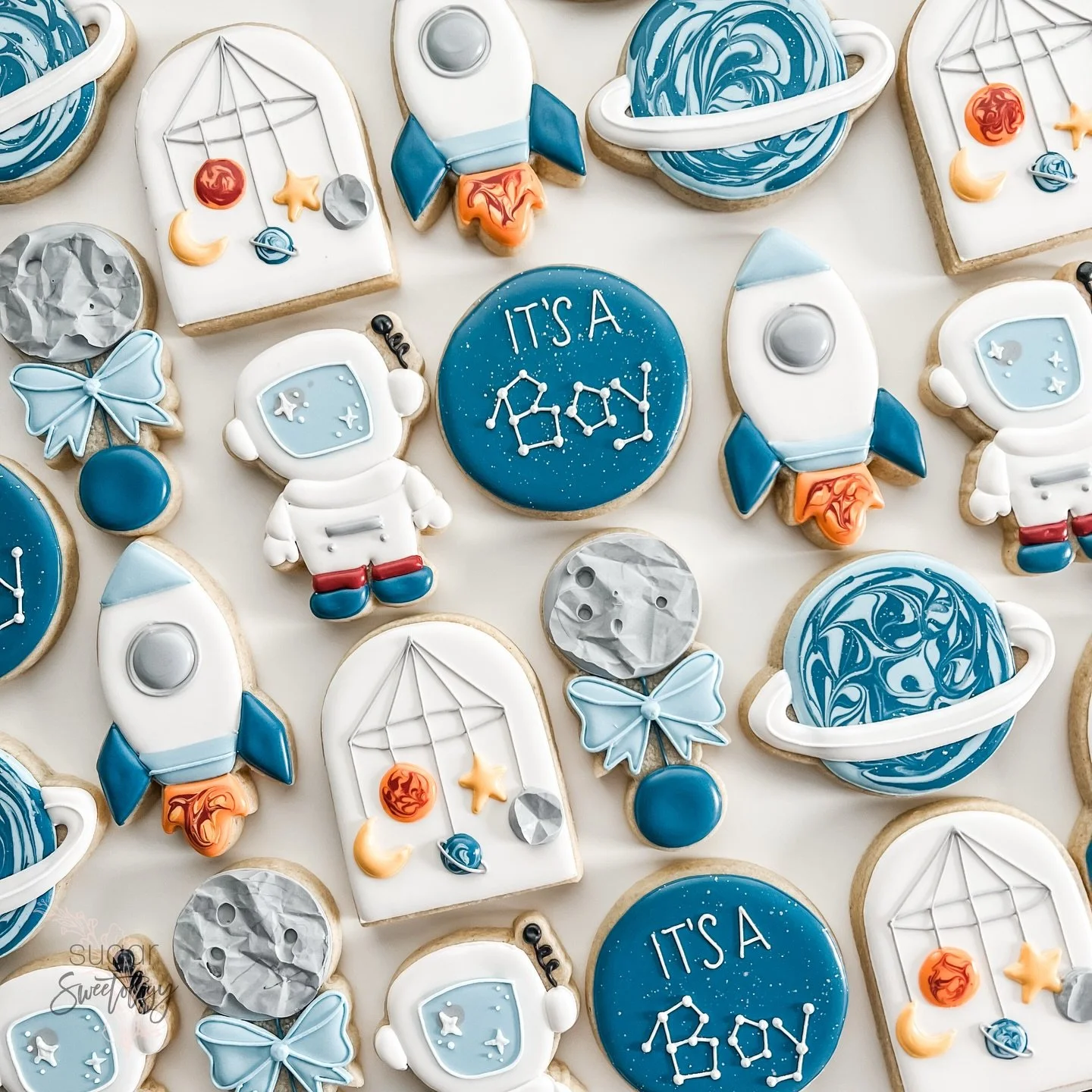 Space themed baby set 🤩🚀🍼 Little throwback from my last set of 2025. #rockfordil #babycookies #rockfordilcookies