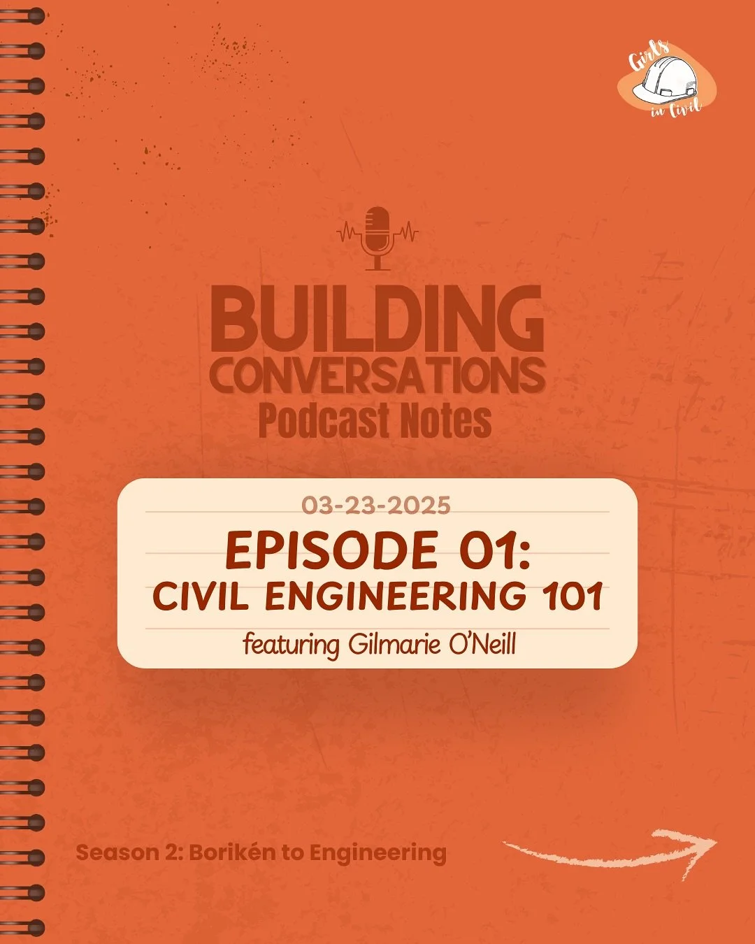 Season 2 of Building Conversations with Girls in Civil is HERE! 🎙️Kicking things off with Episode 1, where we&rsquo;re reintroducing our host, Gilmarie, and diving into Civil Engineering 101.

Get to know more about her journey, passion for transpor