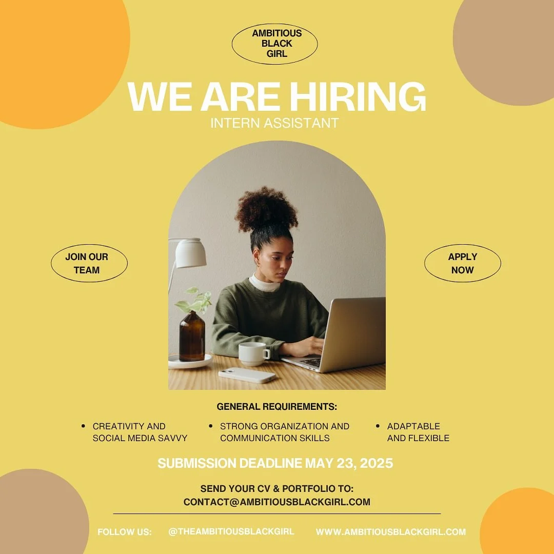 Ambitious Black Girl is HIRING! ✨

We&rsquo;re on the lookout for a creative, passionate, and organized intern assistant to join our growing team! If you&rsquo;re a visionary, social media savvy, have a love for storytelling, and the kind of energy t