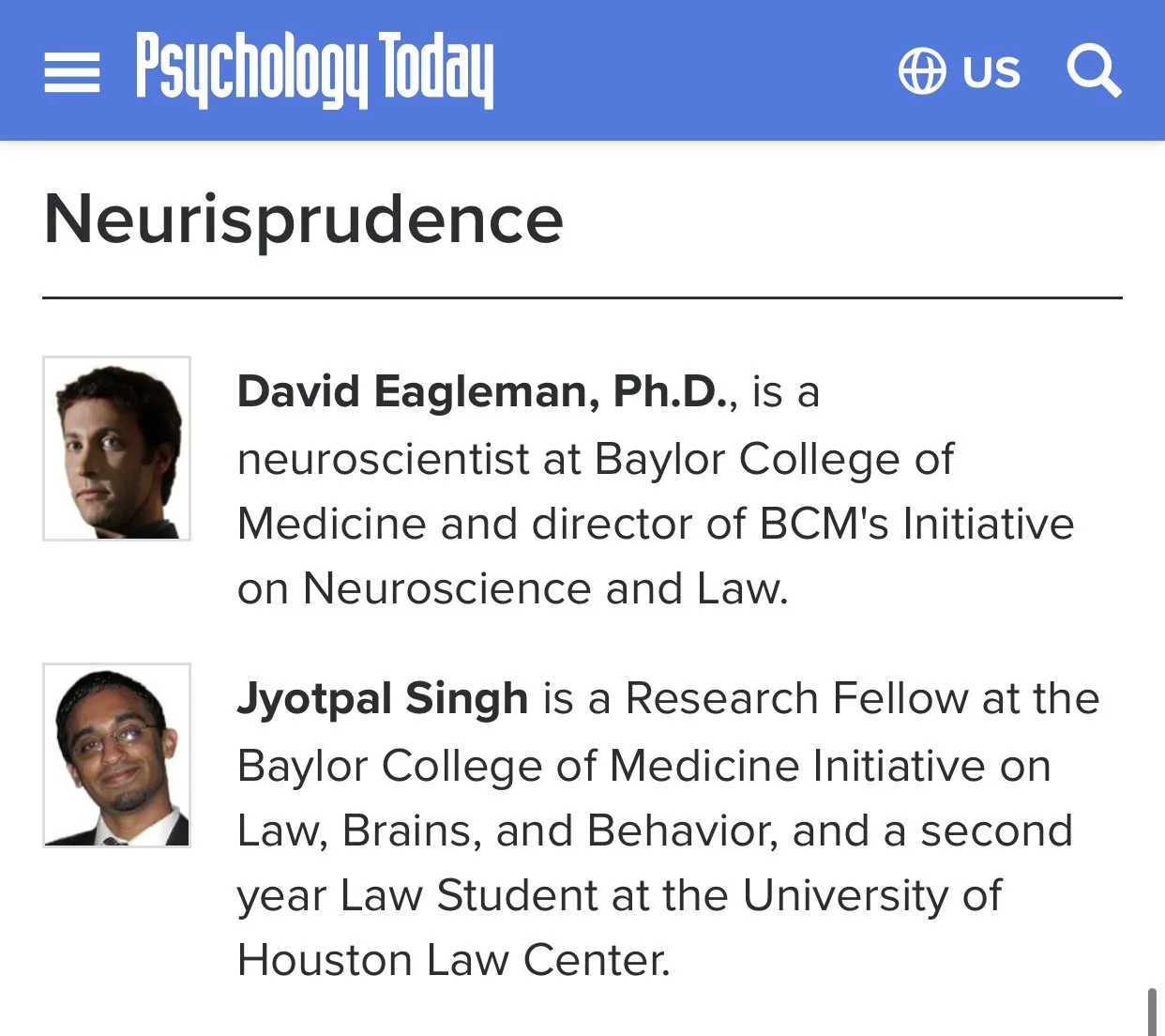 Neuroscience and law from time to time.