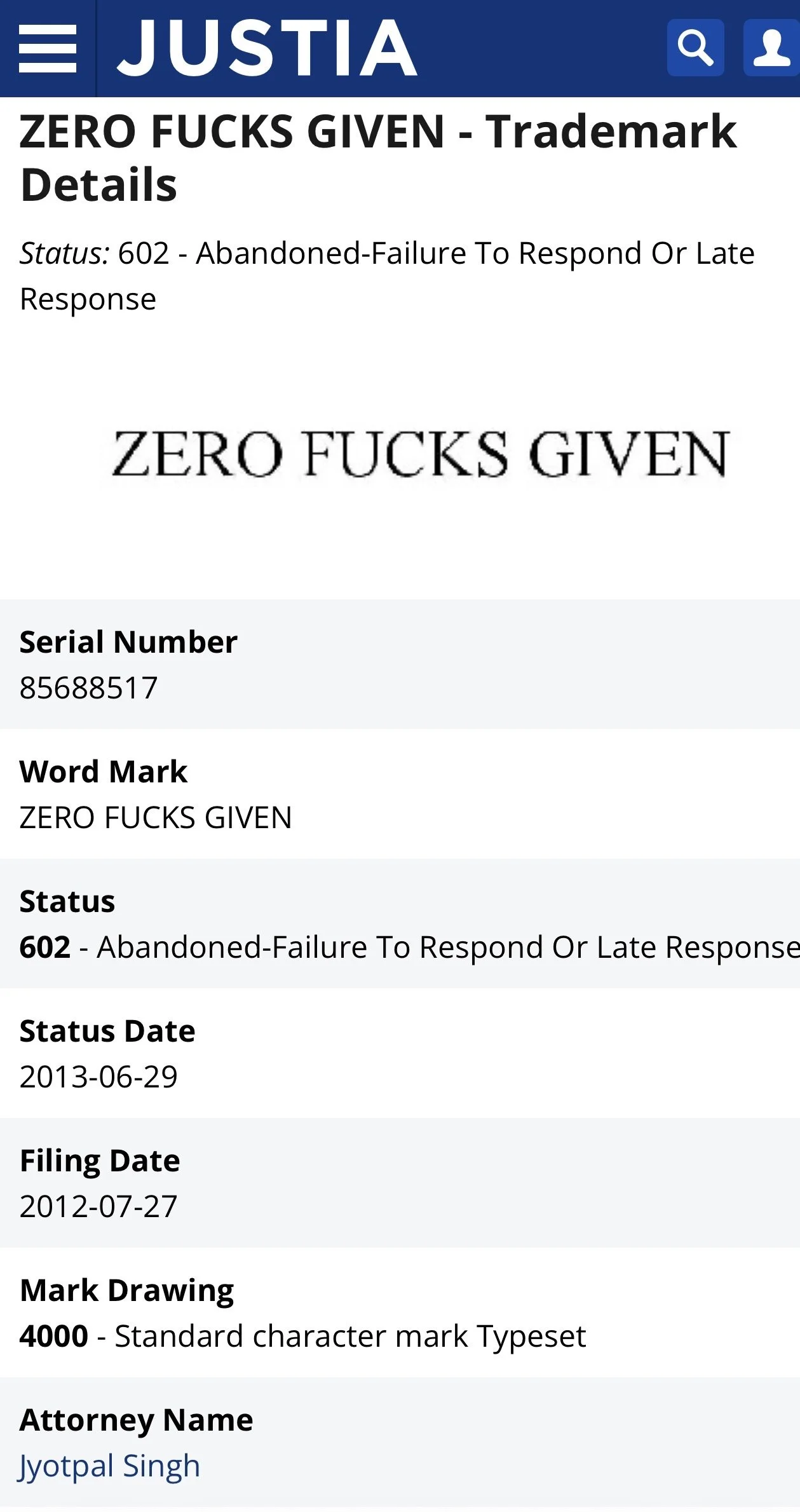 I did trademark ZFG but it was before the Supreme Court changed the precedent on obscentity in trademarks.  I'll still take the credit for trying.