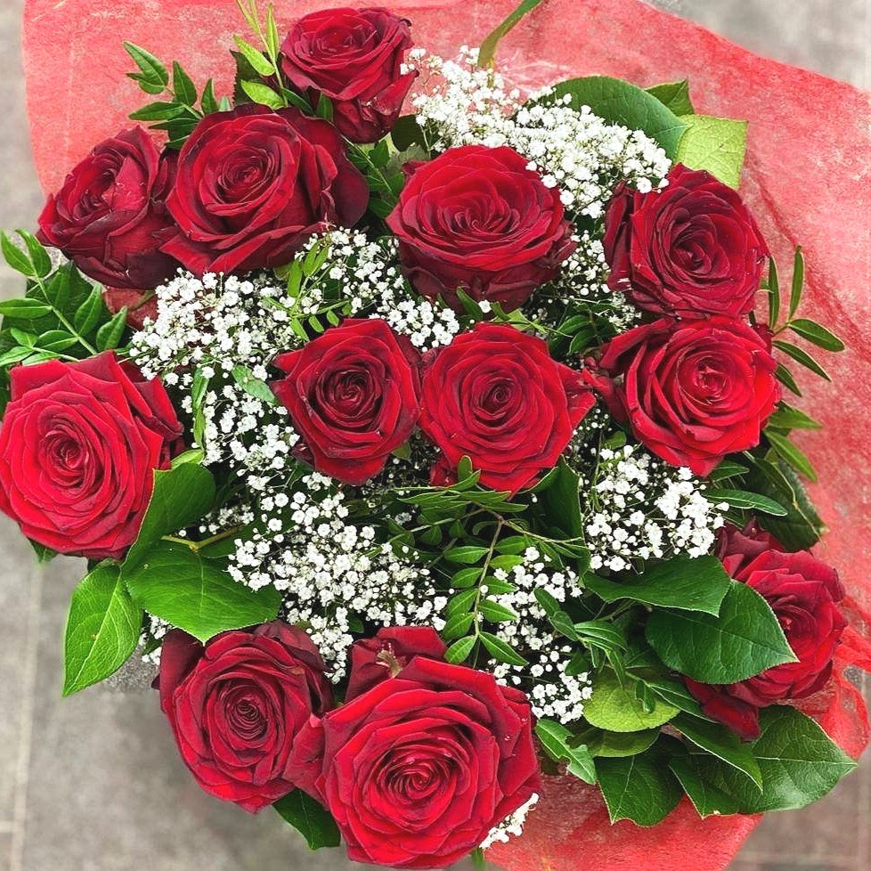 12 Red Rose Bouquet — 58 Flower Paradise