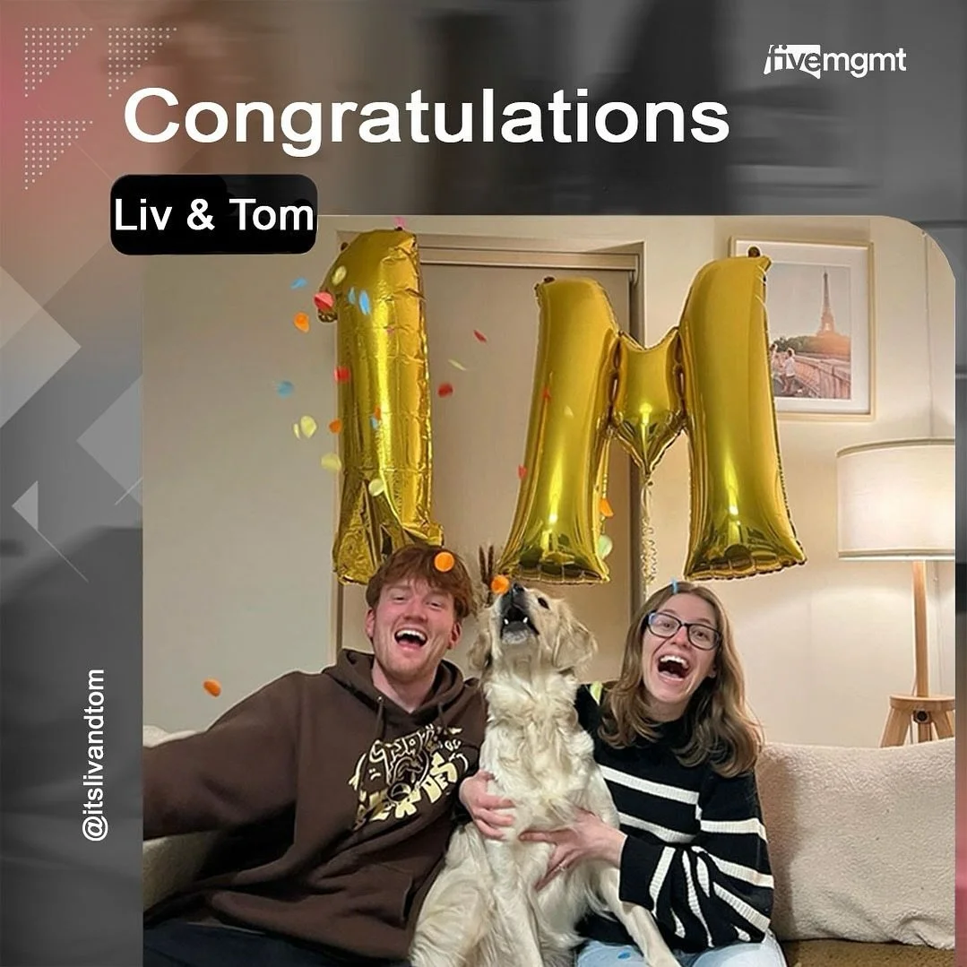 HUGE milestone for @itslivandtom hitting 1M followers on TikTok 👏 👏 🍾
.
.
.
.
.
.
#creator&nbsp;#creatoragency&nbsp;#talentmanagement #genz&nbsp;&nbsp;#brands&nbsp;#influenceragency #talentmanagementagency&nbsp;#influencer&nbsp;#influencers&nbsp;&