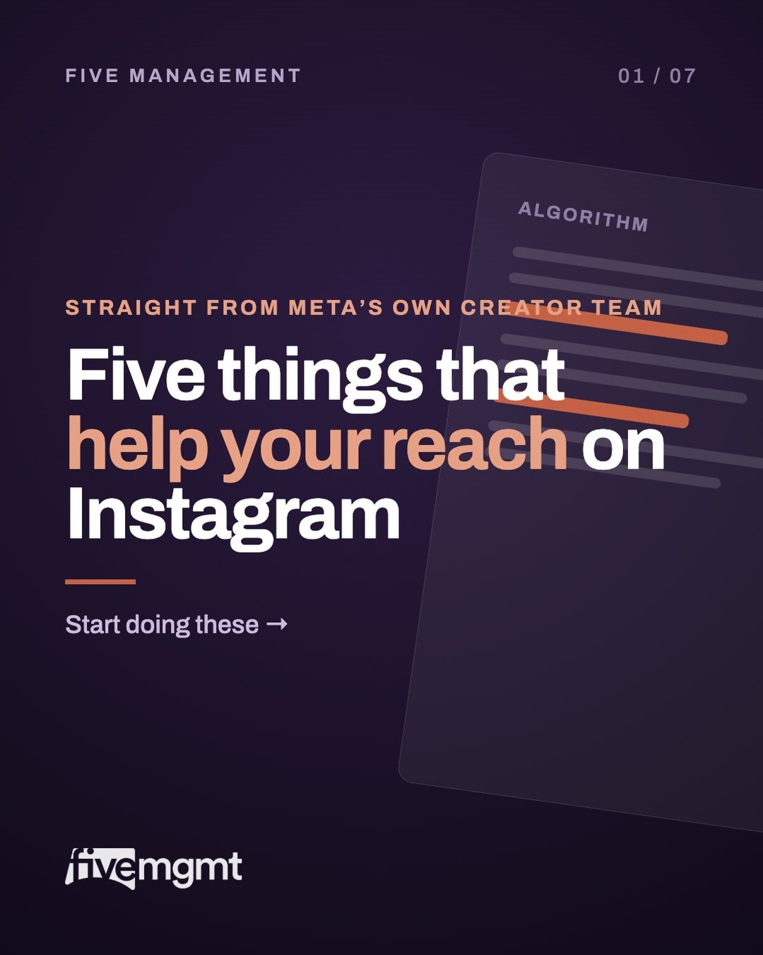 Five things that can help your reach.

Meta shared these with us directly in a creative session.

If you&rsquo;re not already doing these, it might be worth adjusting your strategy &mdash; small changes here can make a real difference over time.
