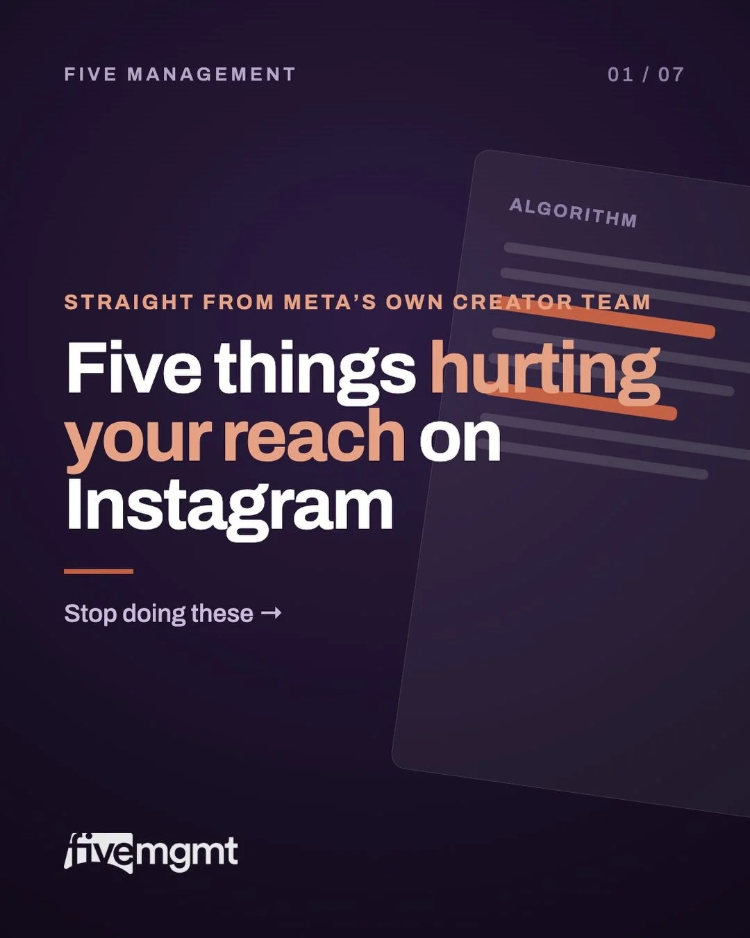 Five things to avoid that might be hurting your reach.

These came straight from a creative session we had with the Meta team.

If you&rsquo;re still doing any of these and wondering why your reach has slowed lately &mdash; it might be time to rethin