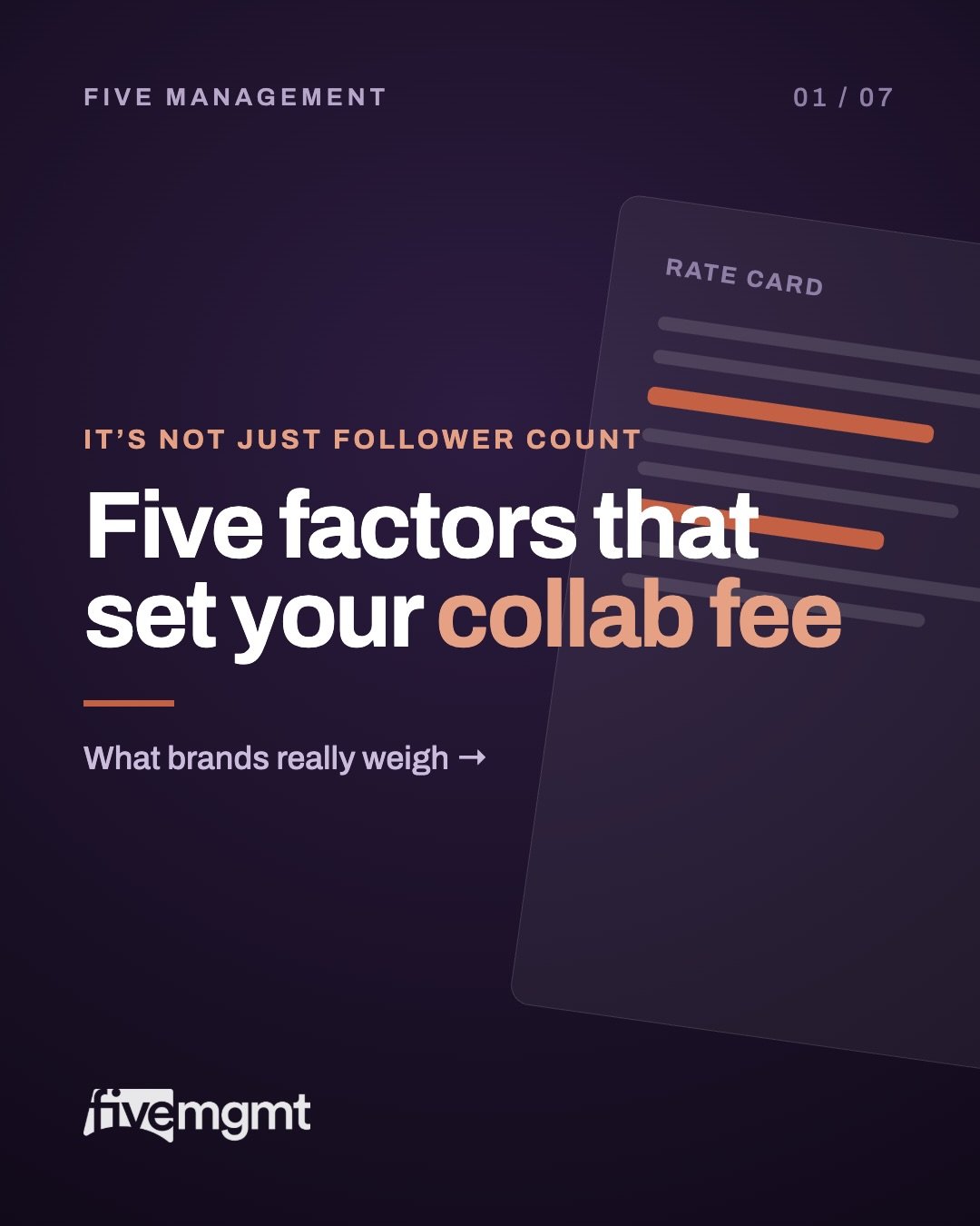 After 10 years in this industry, one thing hasn&rsquo;t changed: rates still feel like the Wild West 🤠

Brands look at more than just your follower count when deciding what they will budget for you - swipe through five factors that actually shape yo