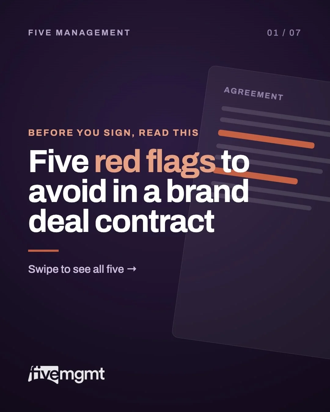Contracts should be exciting. They mean a new brand collaboration, a new creative challenge, another step forward.

But we review dozens of these every month, and the same red flag clauses keep showing up &mdash; ones that quietly work against the cr