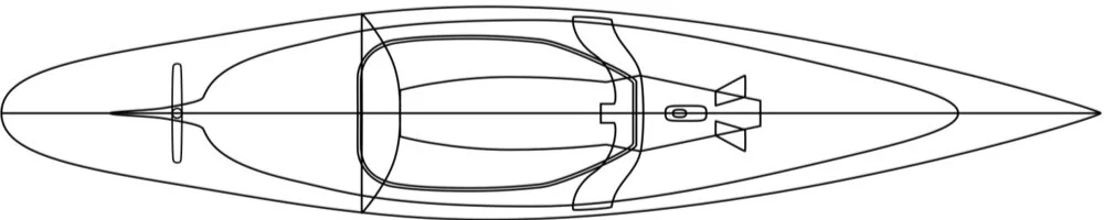 Technical drawing of the hull of the 2.4mR boat