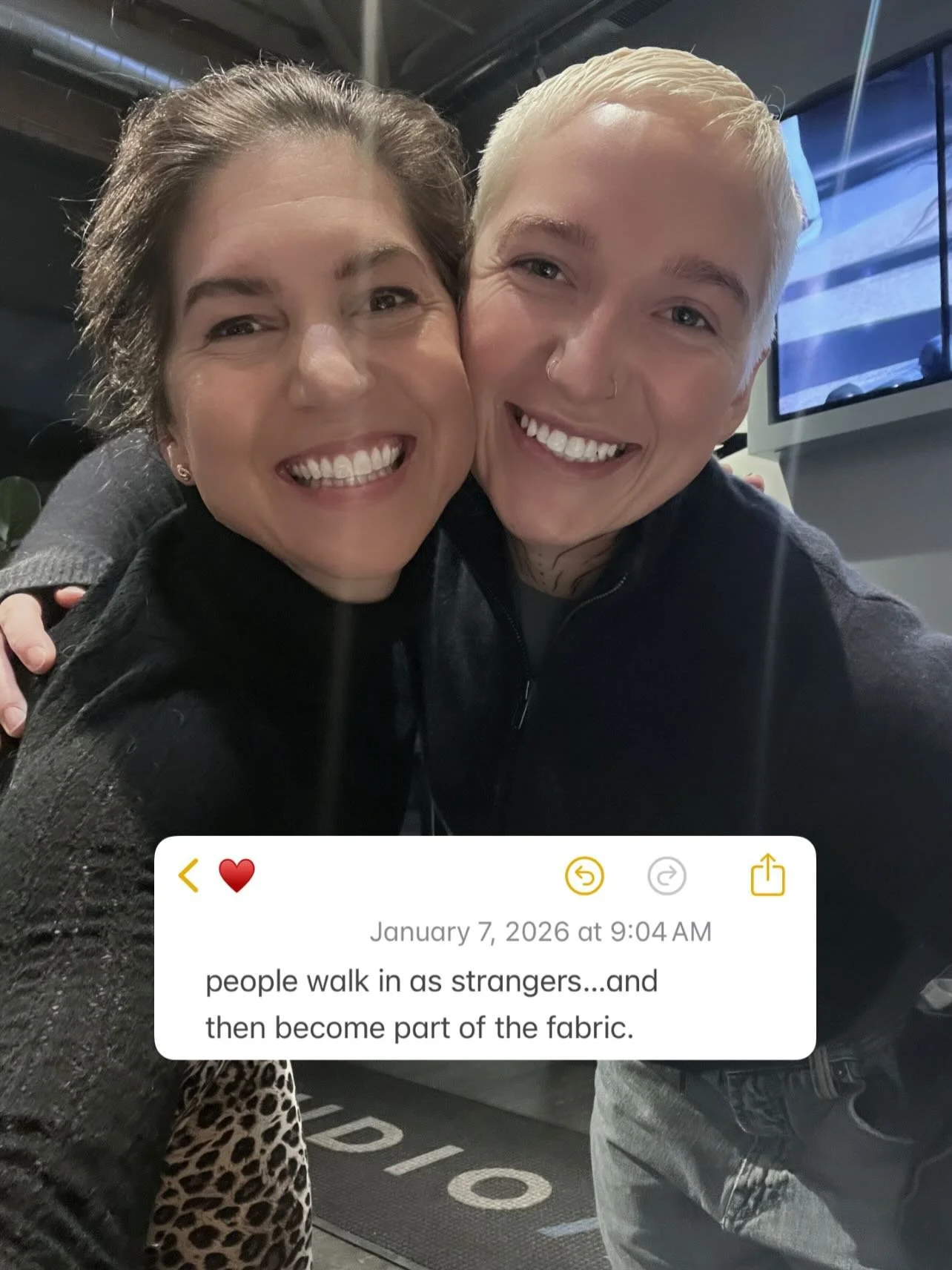 Connection sneaks up on you ❤️ I met @kaylajarzab in August 2025 when she was on @classpass showing up to @studiothree classes. Fairly *newish* to yoga, she kept showing up, became a member and explored opening her heart week after week (hello, backb