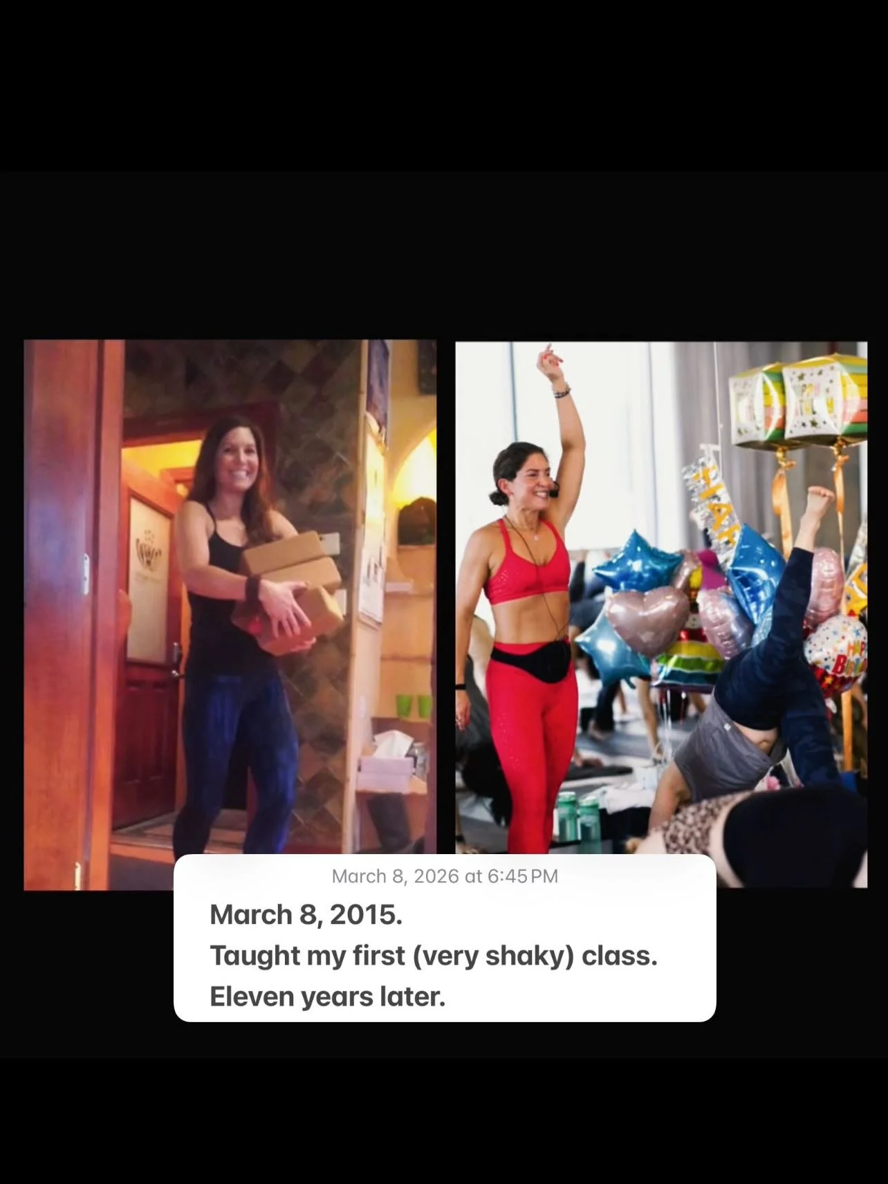 Right before I taught my first yoga class EVER, I grabbed a piece of paper and wrote one word on it: Breathe. Because&hellip;well, I was shaking in my boots. 😬

It was March 8, 2015.
My first class ever.
11 years ago today.

And if I&rsquo;m being h