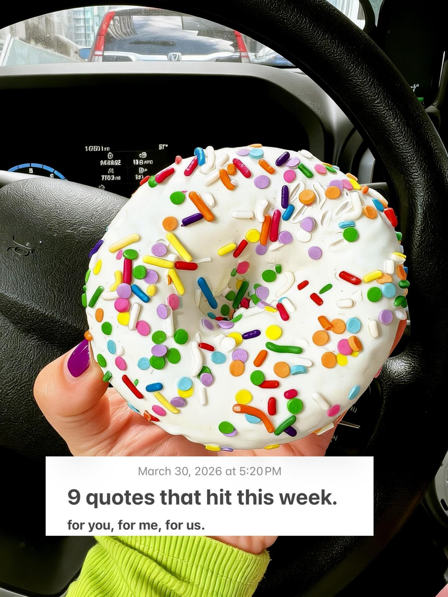 9 quotes that hit this week (in the best way, at the right time). plus a few Chicago scenes + snacks from my car, with a VERY strong finish.❤️😉 (you&rsquo;ll see!)

Take what you need. 
Have a beautiful week.

XO,
Katy