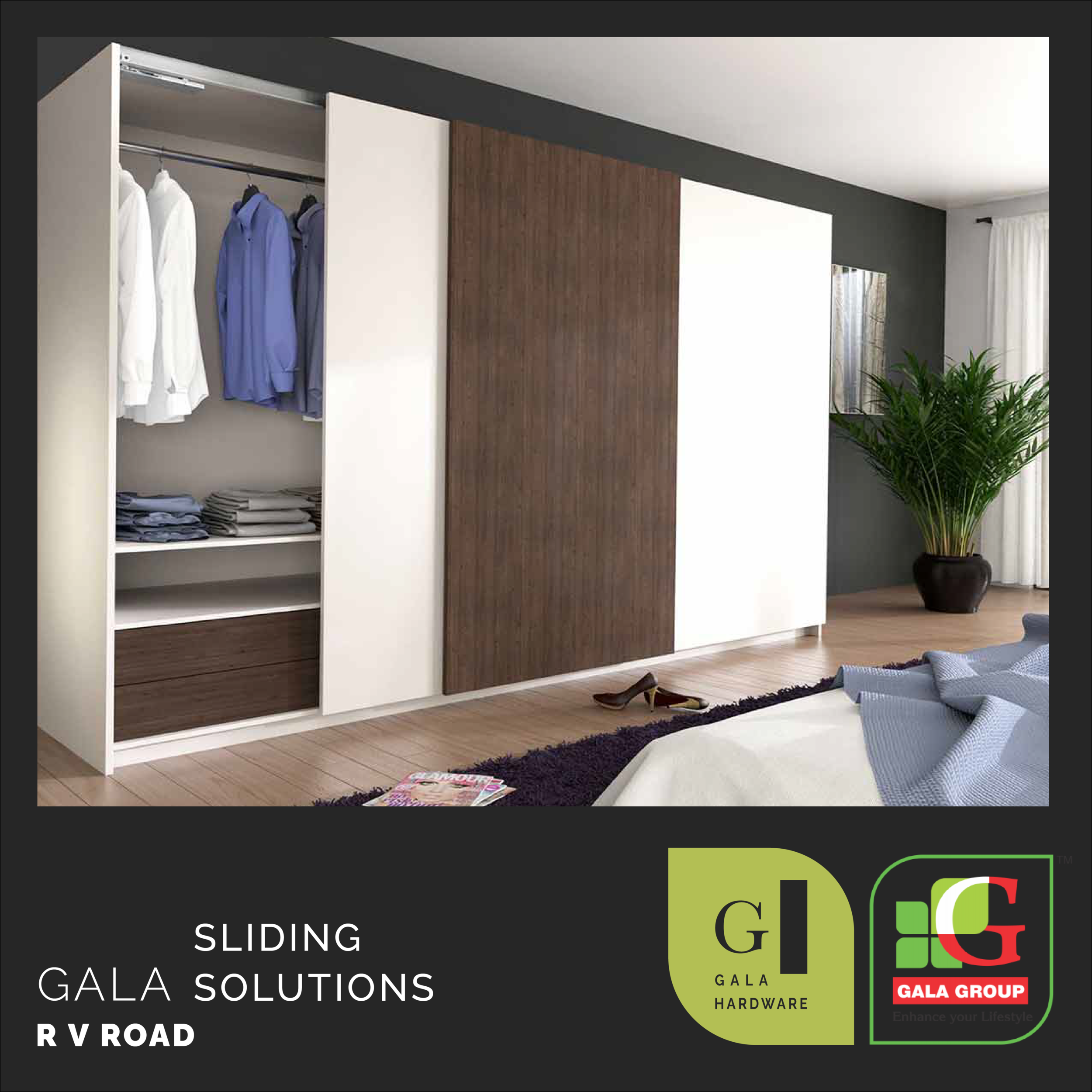 Gala Hardware - Sliding solutions-wardrobe partitions
