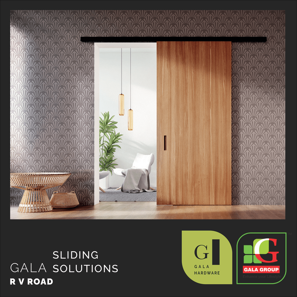 Sliding door solution installed in a modern home, from Gala Hardware Bangalore