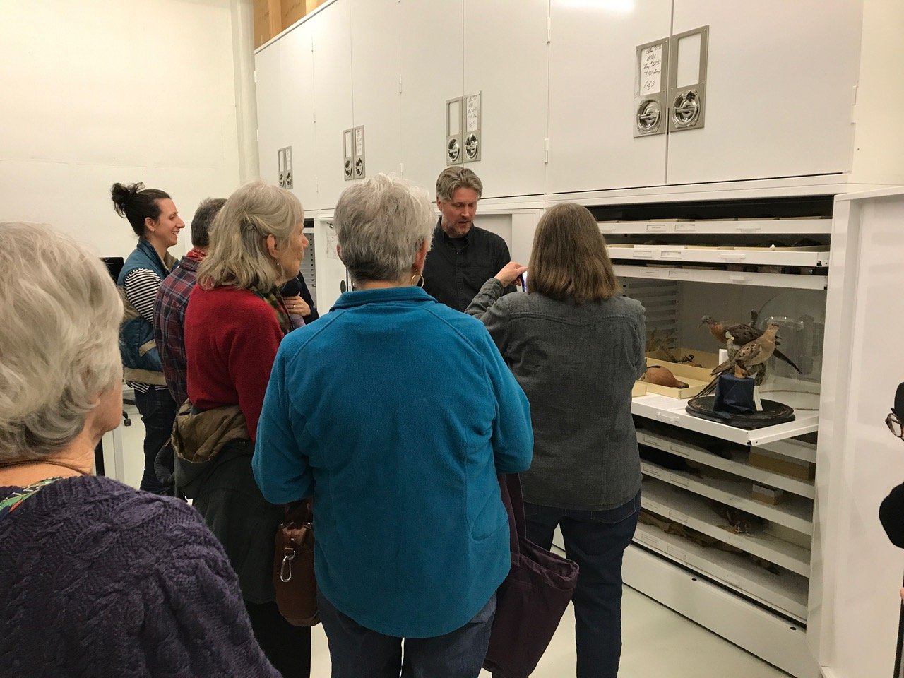  Andy Doll, Zoology Collections Manager, talks to the group about the bird collection at the Denver Museum of Nature and Science. Photo by Carron Meaney.  