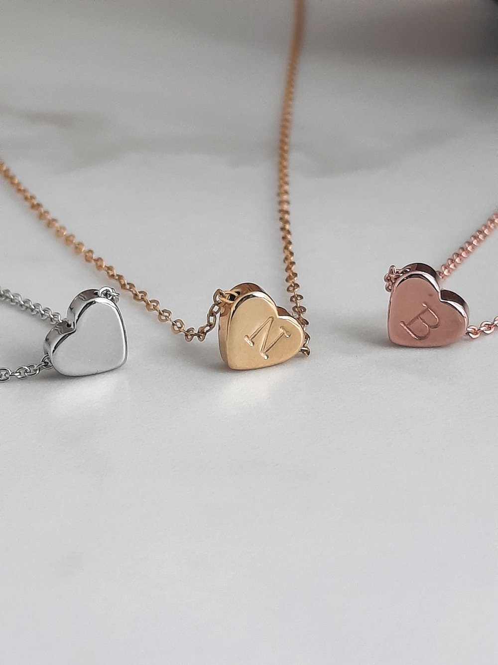 Heart Initial Necklace Rose Gold / I