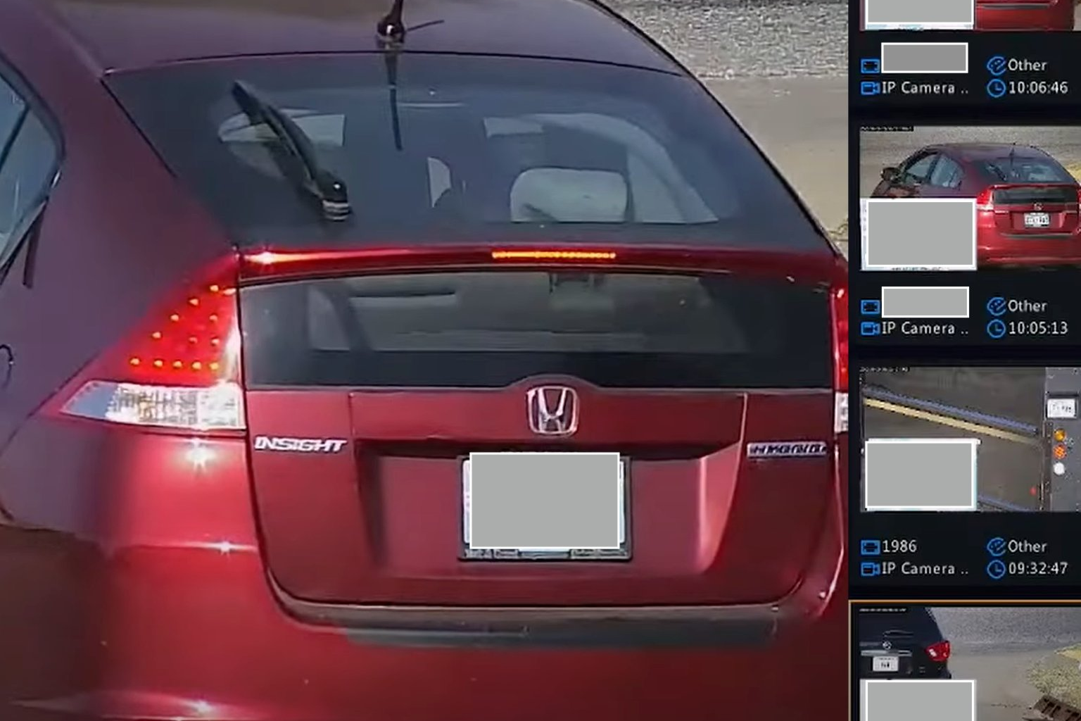 License plate recognition camera capturing a vehicle and plate number