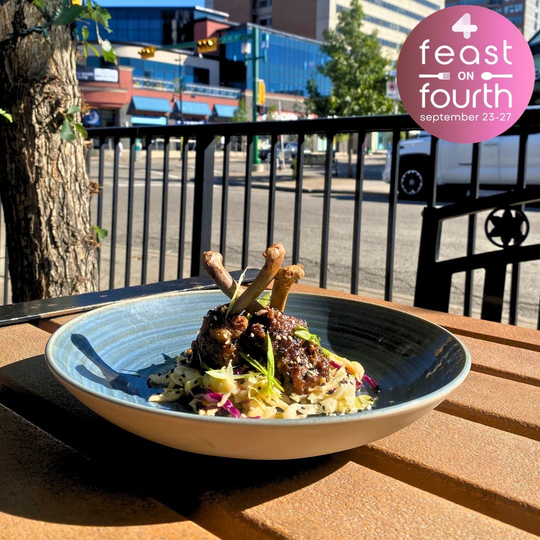 What's better than one offer? TWO OFFERS 🤩
Head down to @joyceon4th_yyc  during Feast on Fourth (final day September 27) and for ✨JUST $10✨ you can enjoy:
⭐Duck Drumettes - Sticky Five-Spice Asian Glaze, Creamy Sriracha Slaw, Green Onion &amp; Sesam