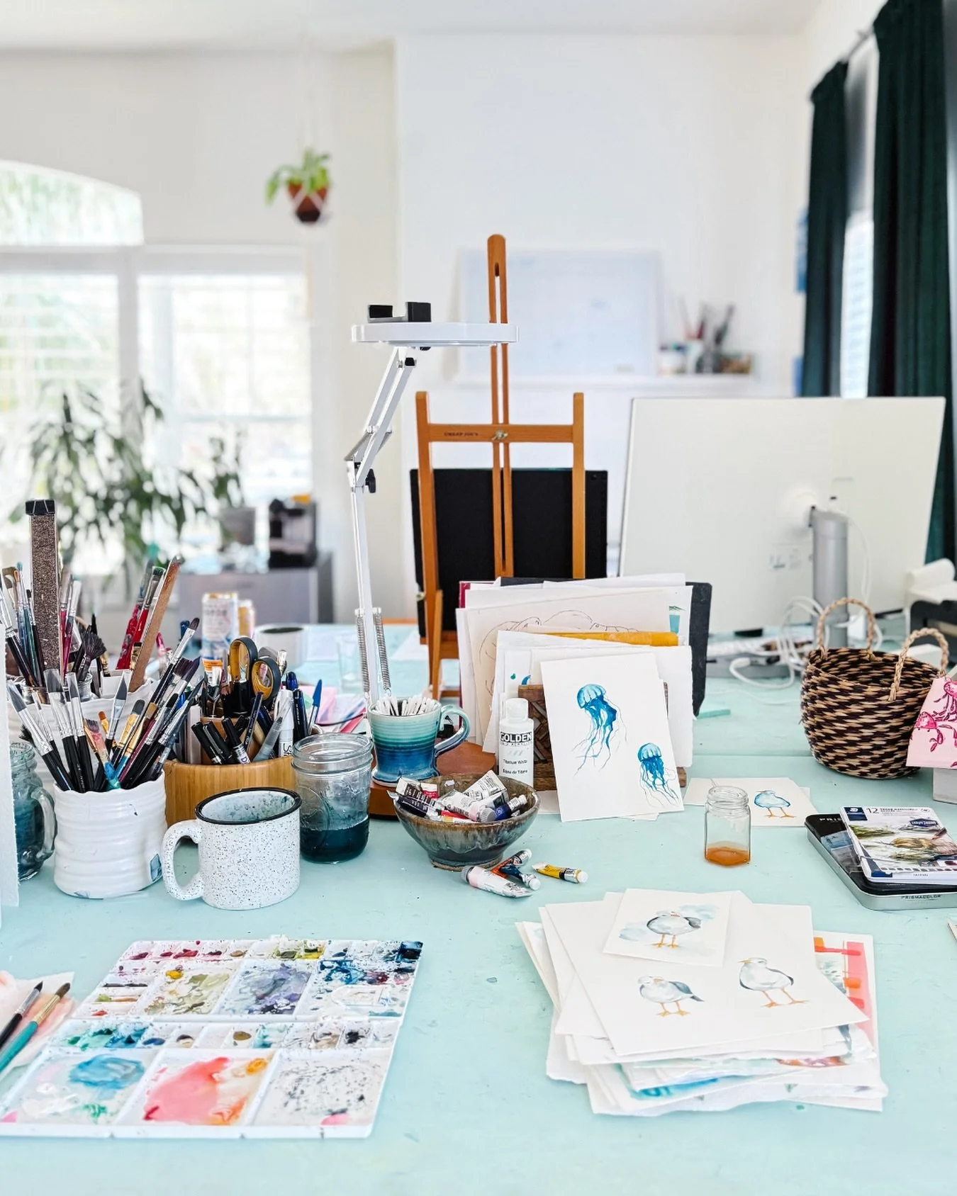 Some days the studio looks like this.
Stacked papers, paint water left to evaporate.

A little quiet. A little in between.

I&rsquo;m learning to work with the time I have and trusting that the work doesn&rsquo;t disappear when things slow down.

#sl