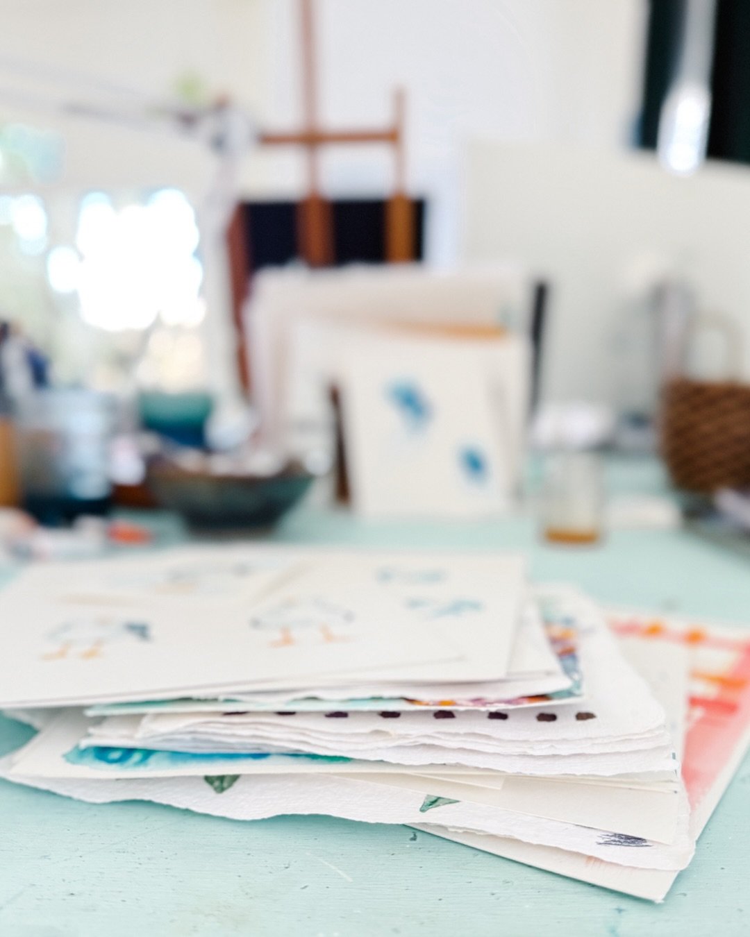 Studio lately: bundled up, flipping through pages, making small stacks of summer dreams.

It&rsquo;s very cold here, and I&rsquo;m definitely daydreaming about warm days, open windows, and paint drying a little faster.

Until then&hellip; creating an