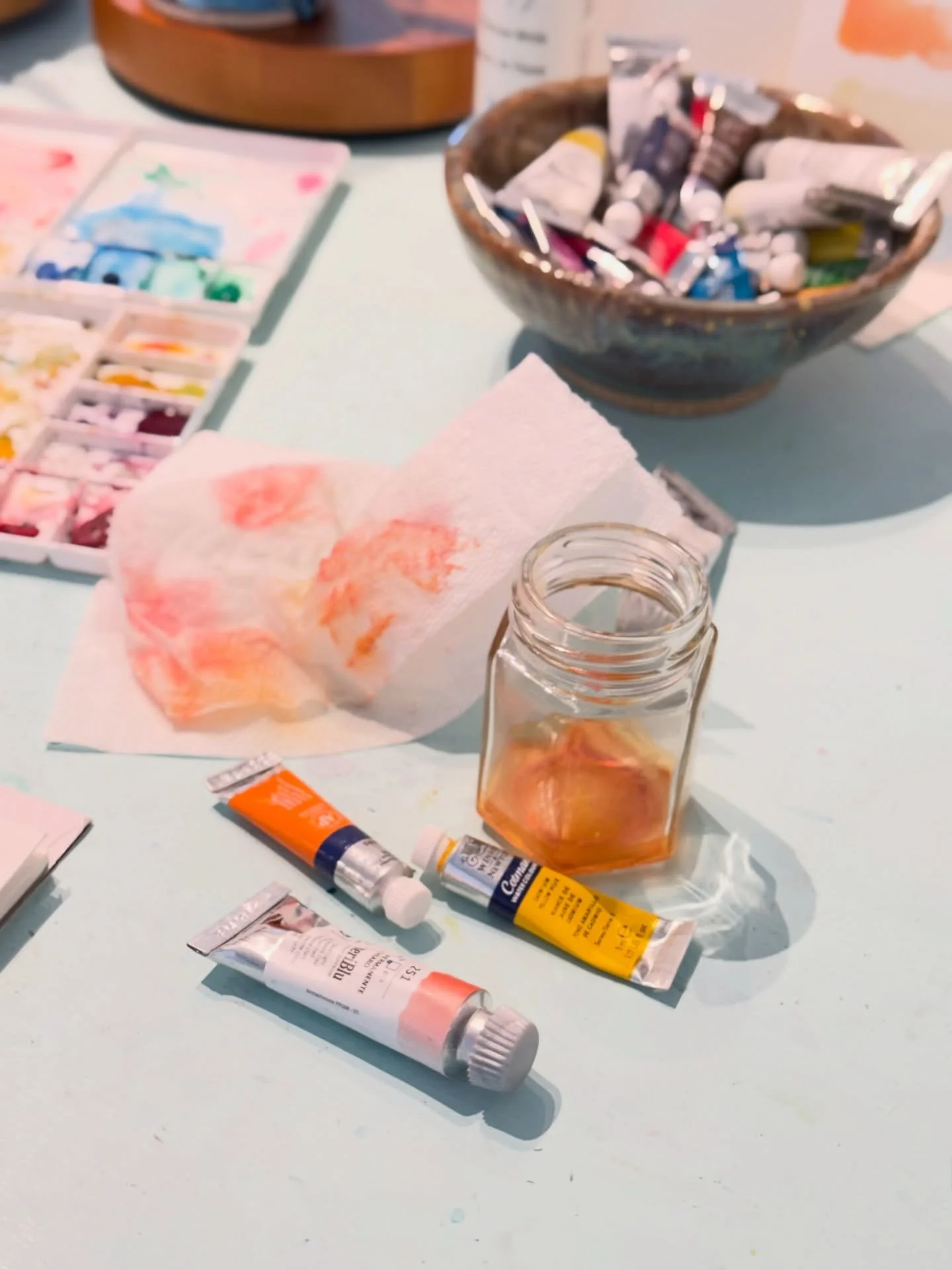 Testing colors, sketching things out, wiping it back, trying again. Some days it&rsquo;s less about making something finished and more about just sitting with the work and seeing where it goes.