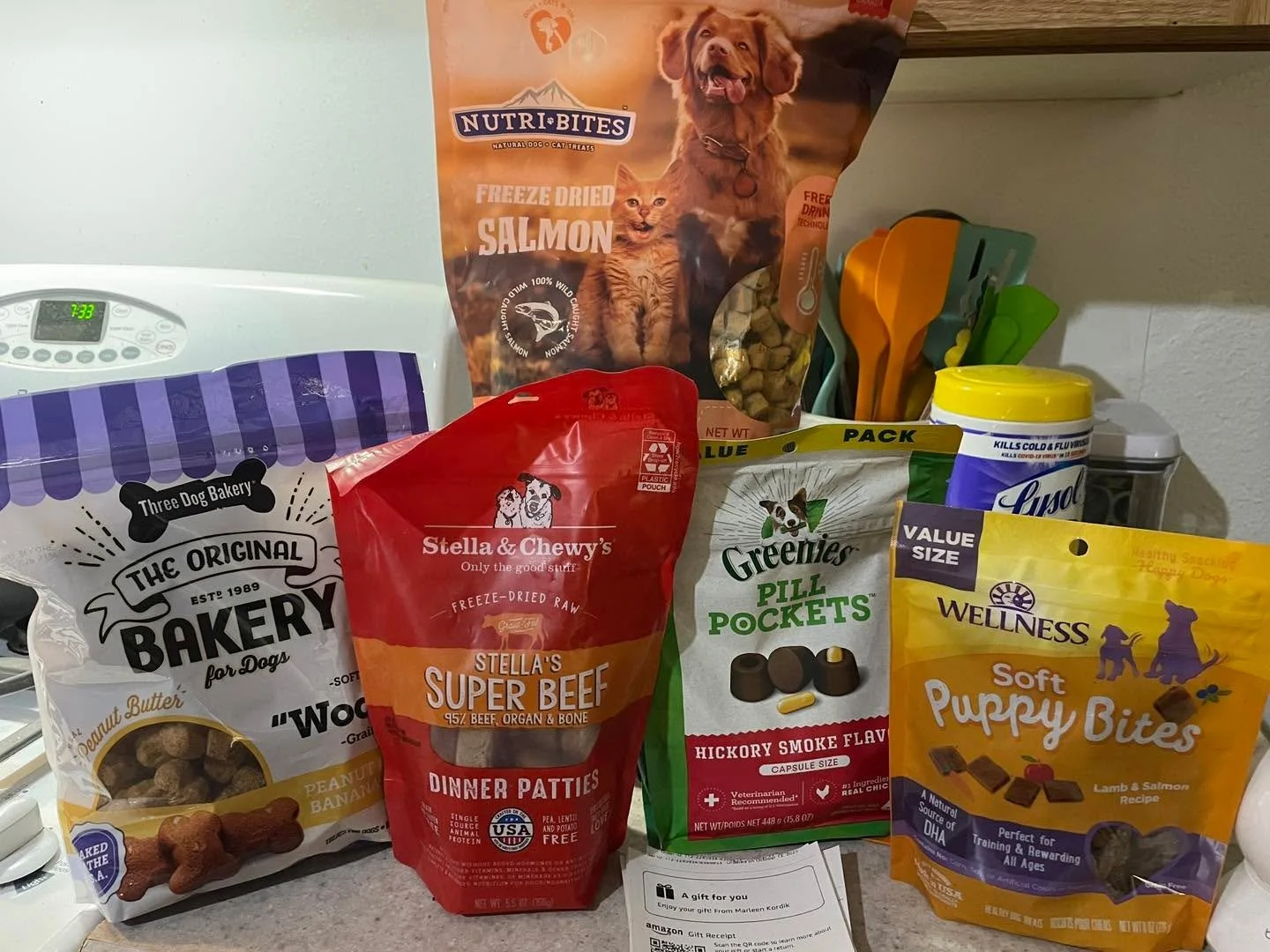 Marleeeeeeen!!!! Thank you SO much!!!! You sent us one package of EVERY treat we needed!!! Dogs are happy!!!