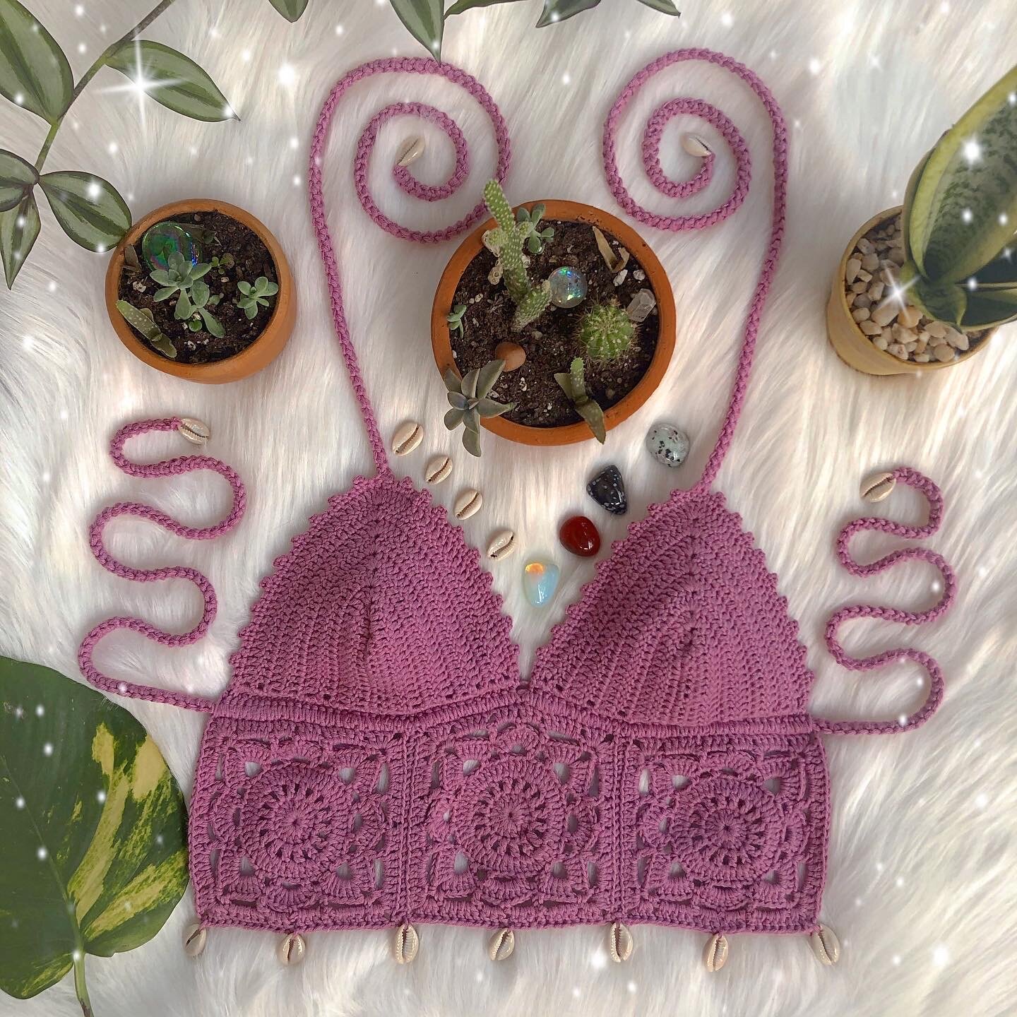 Hand Crochet Bralette – Purple & Green - After Dark Crafts