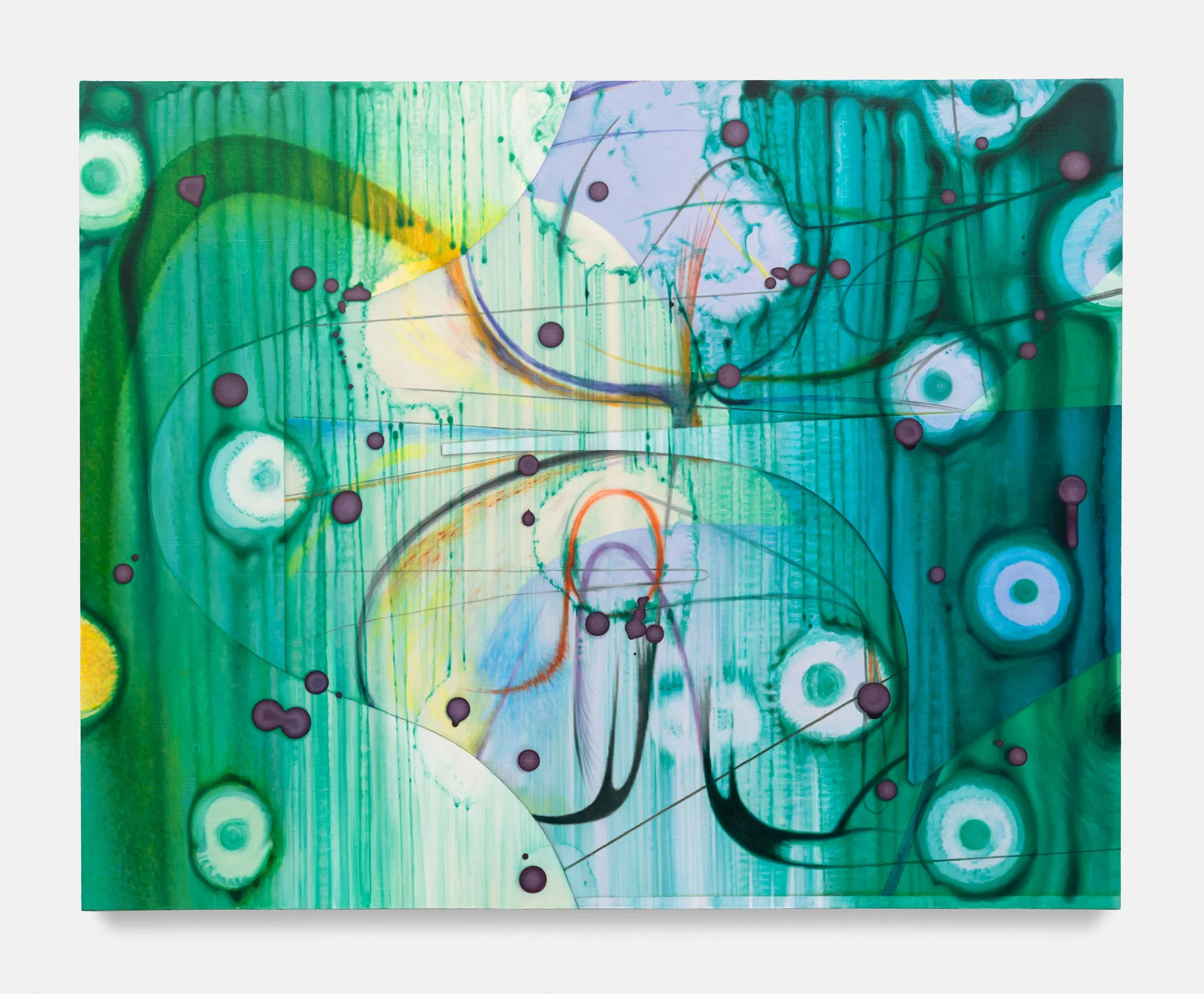 In Pools and Caves, 2025, oil on canvas, 45 x 56.5 in