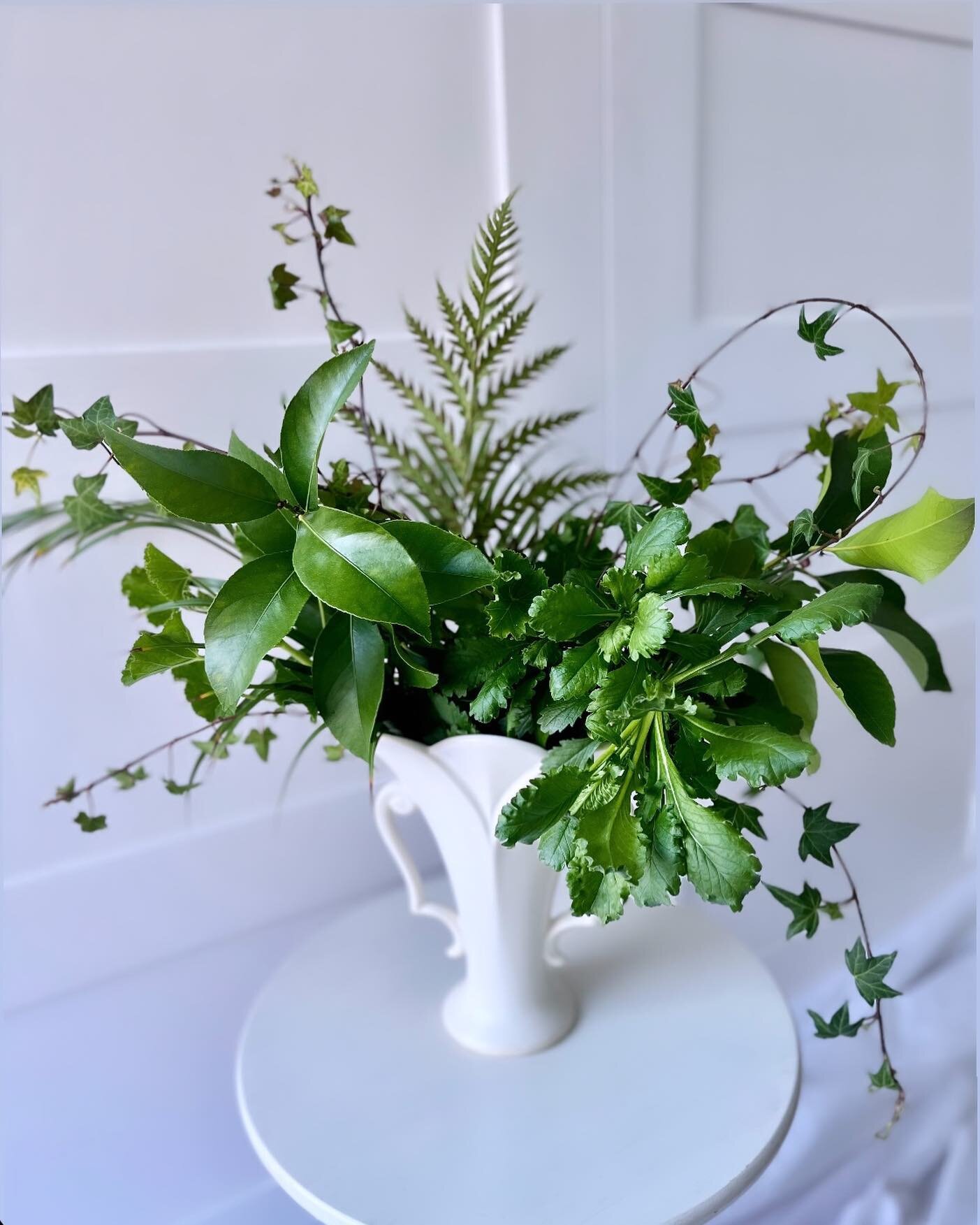 Ready for 𝑀𝐴𝑅𝐶𝐻 in all of its green glory🌿🍀💚

#floraldesign 
#arrangement 
#monochromatic 
#foraging