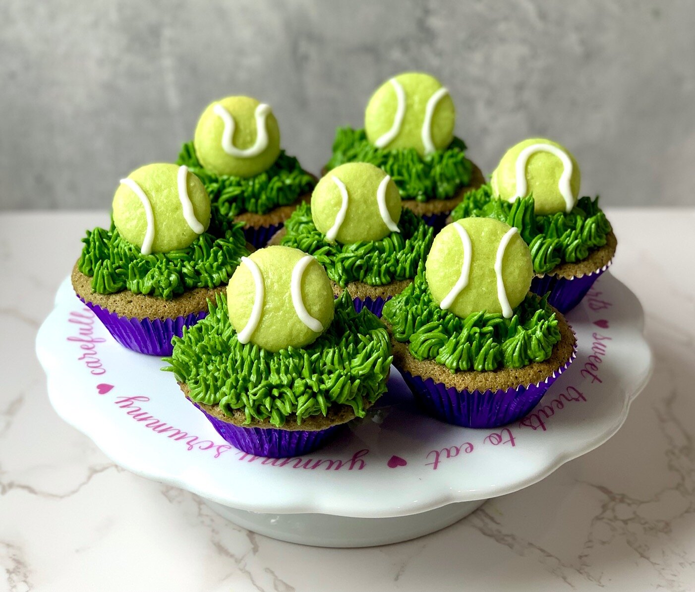 Tennis themed matcha cupcakes with mini white chocolate and lime ...