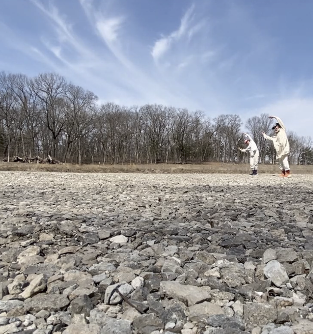 A field, A forest: an opening of the Rice woodland trail in Lawerence, Kansas. April 25th at 10am