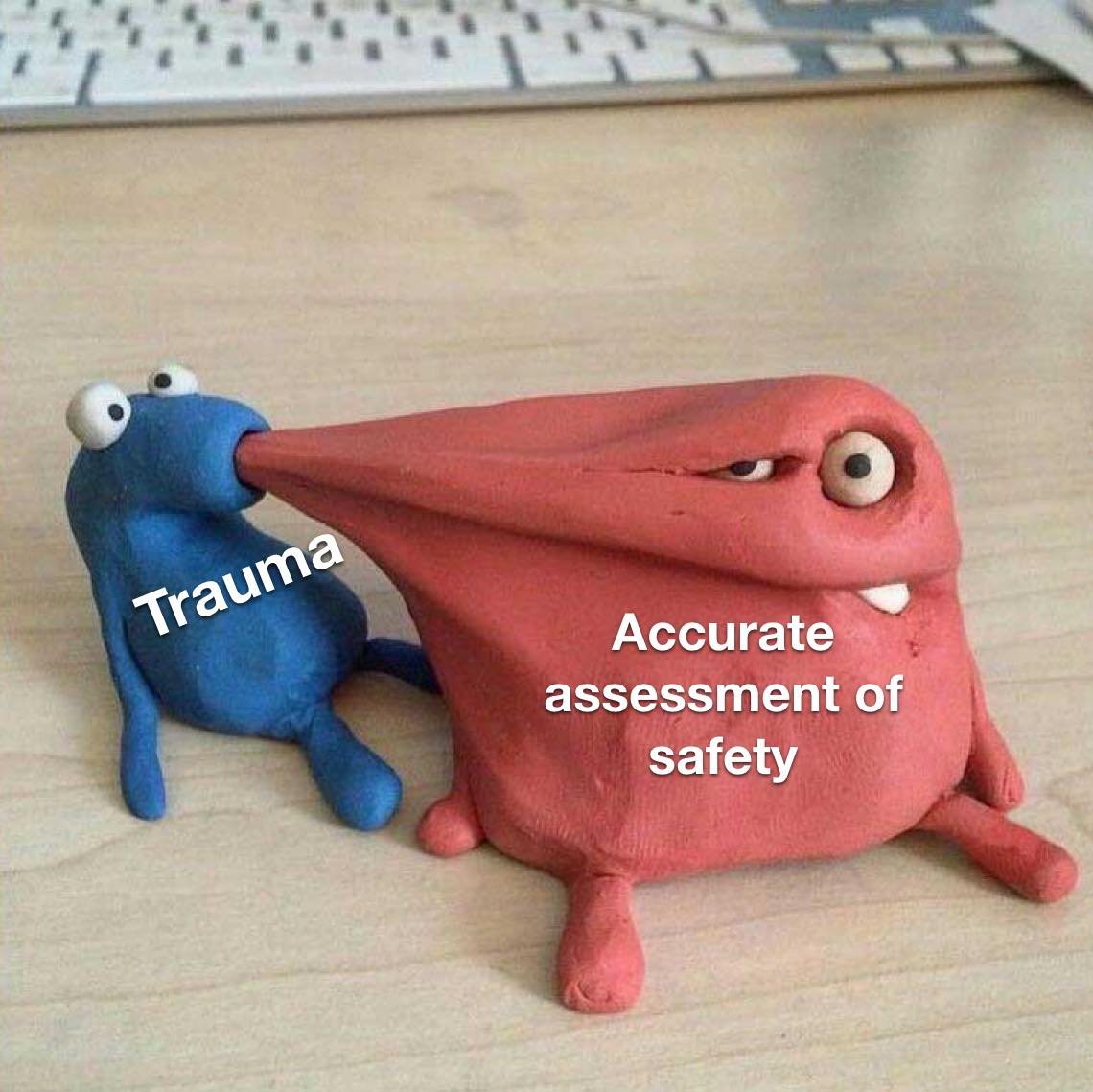 Trauma has a knack for turning our perception of danger into a funhouse mirror reflection of reality. It's like wearing tinted glasses that paint every situation with shades of fear and uncertainty.
.
What might seem like a harmless noise or a harmle