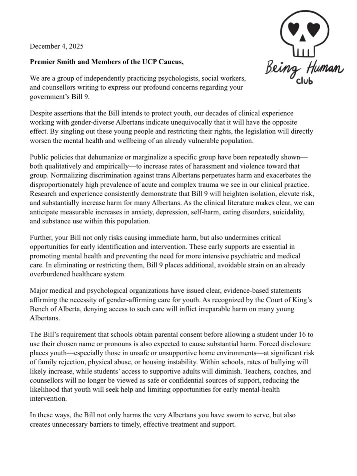 Bill 9 will not protect youth, it will harm them. 

Restricting names, pronouns, identity, and access to care doesn&rsquo;t make young people safer, it isolates them, increases risk, and strips away the support every human deserves.

Right now, it&rs
