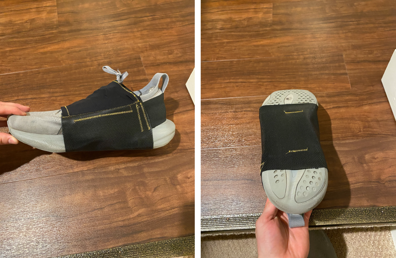 PVC IMPREGNATED POLYESTER PLUS SPANDURA UPPER AND ELASTIC HEEL STRAP