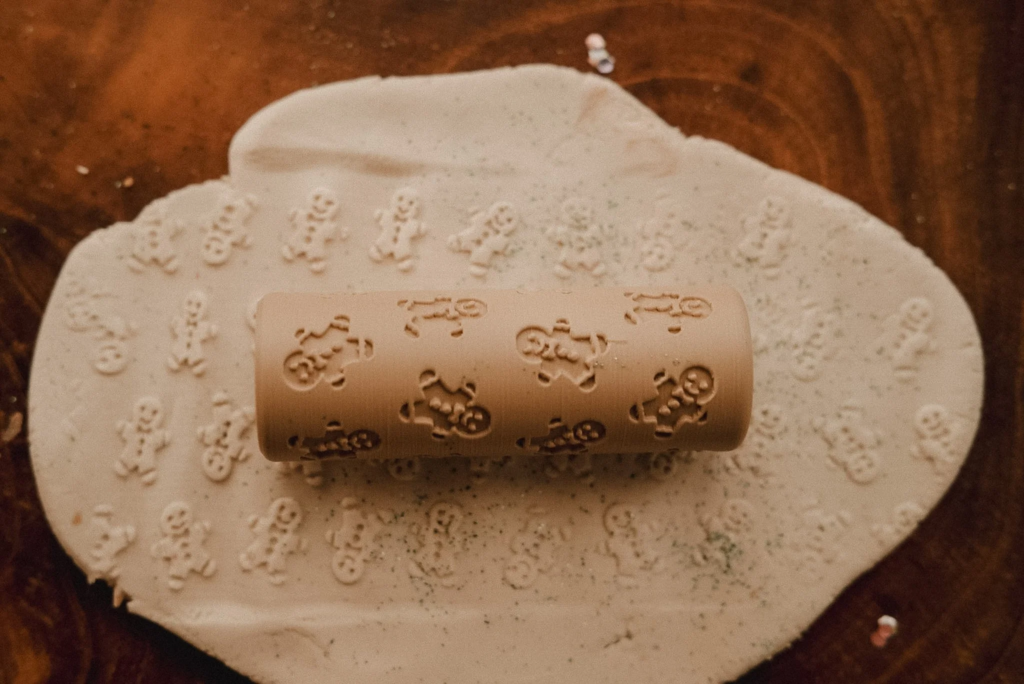 Gingerbread Man Pattern Roller for Christmas playdough sensory play