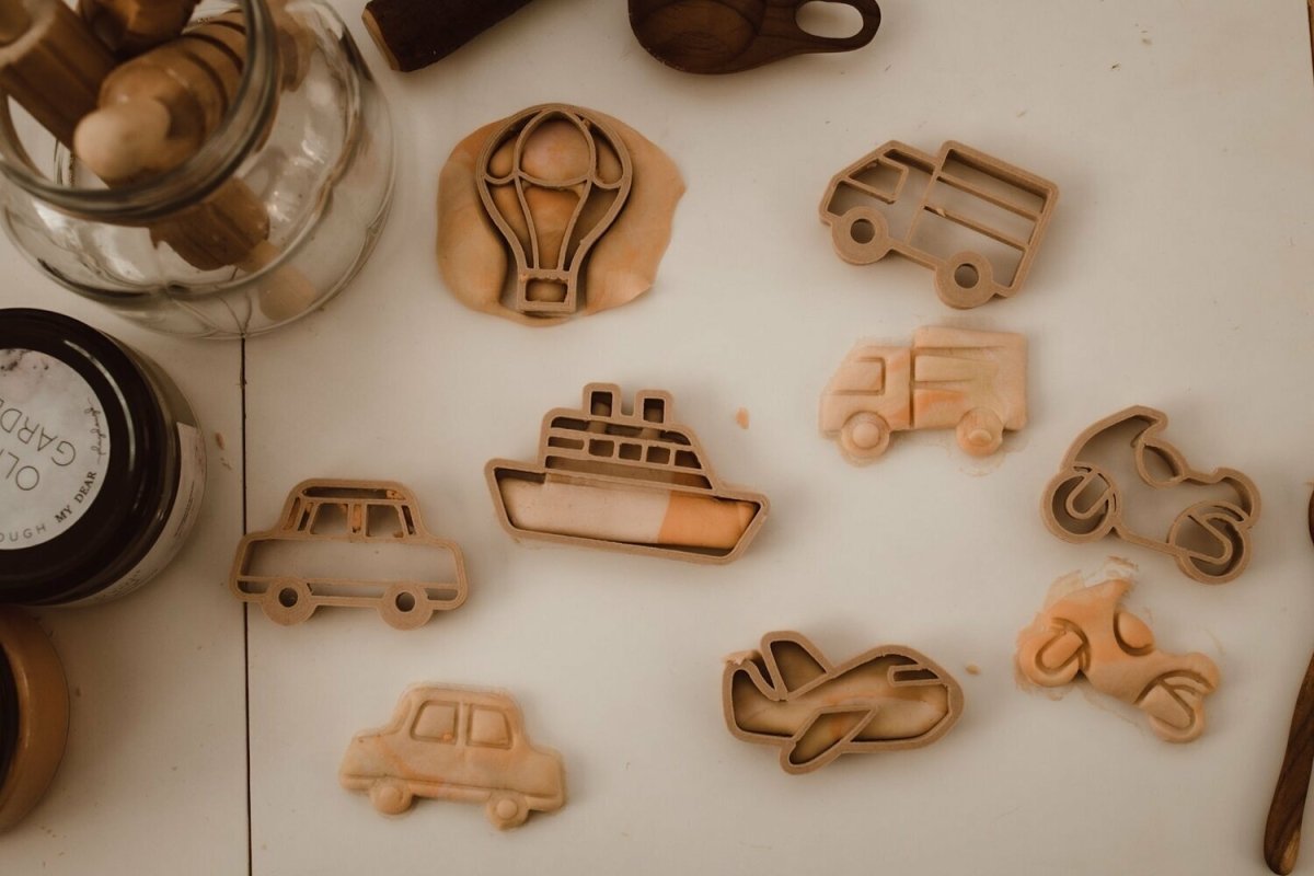 Transport playdough cutters sensory play