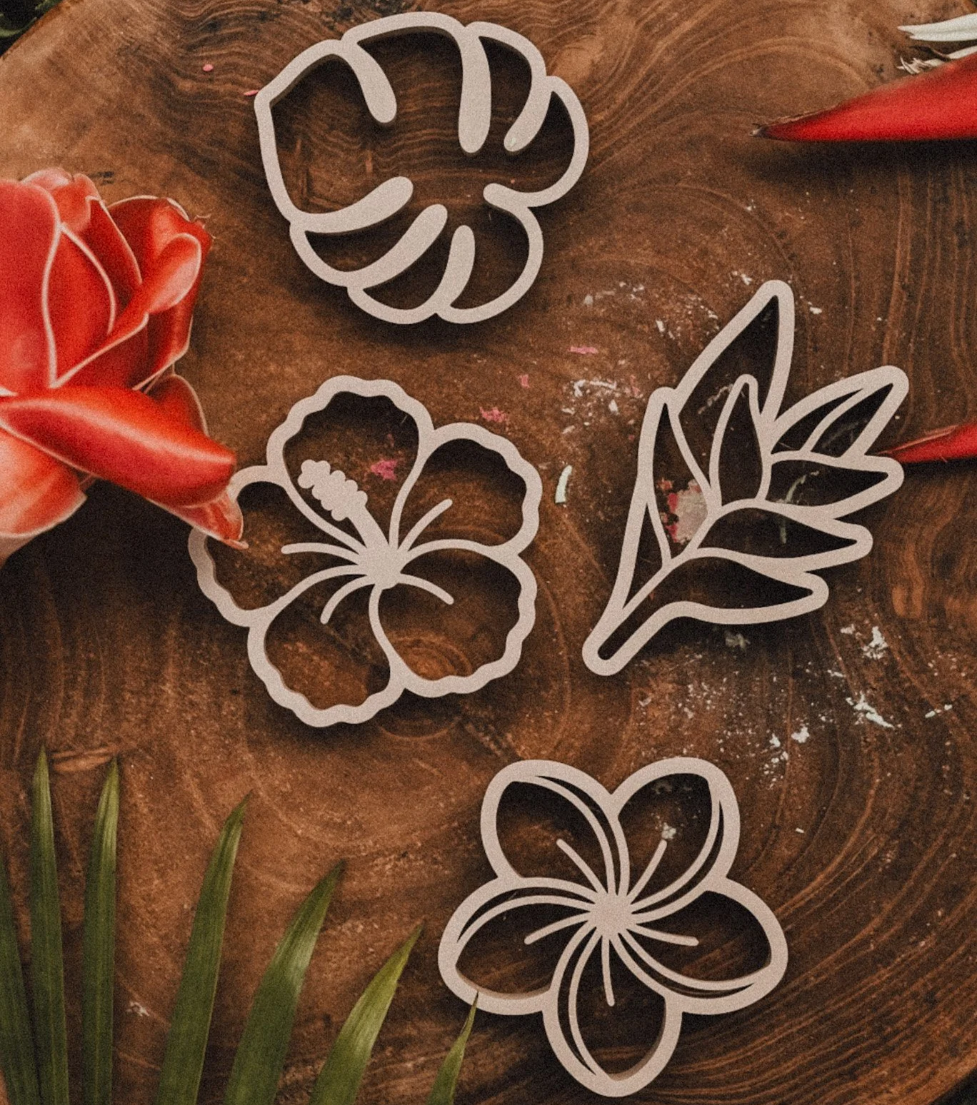 Tropical flower playdough cutters