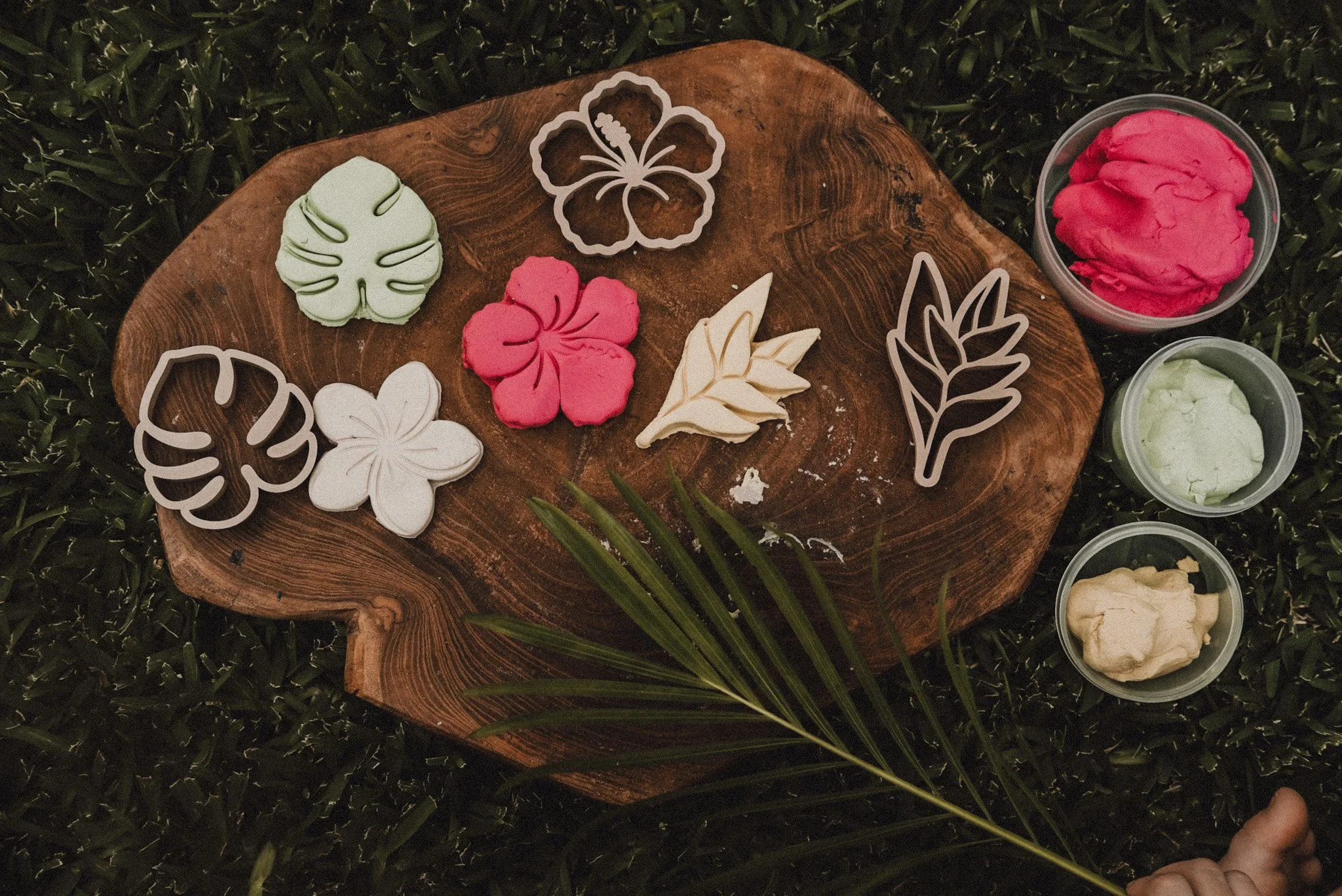 Tropical flower playdough cutters sensory play