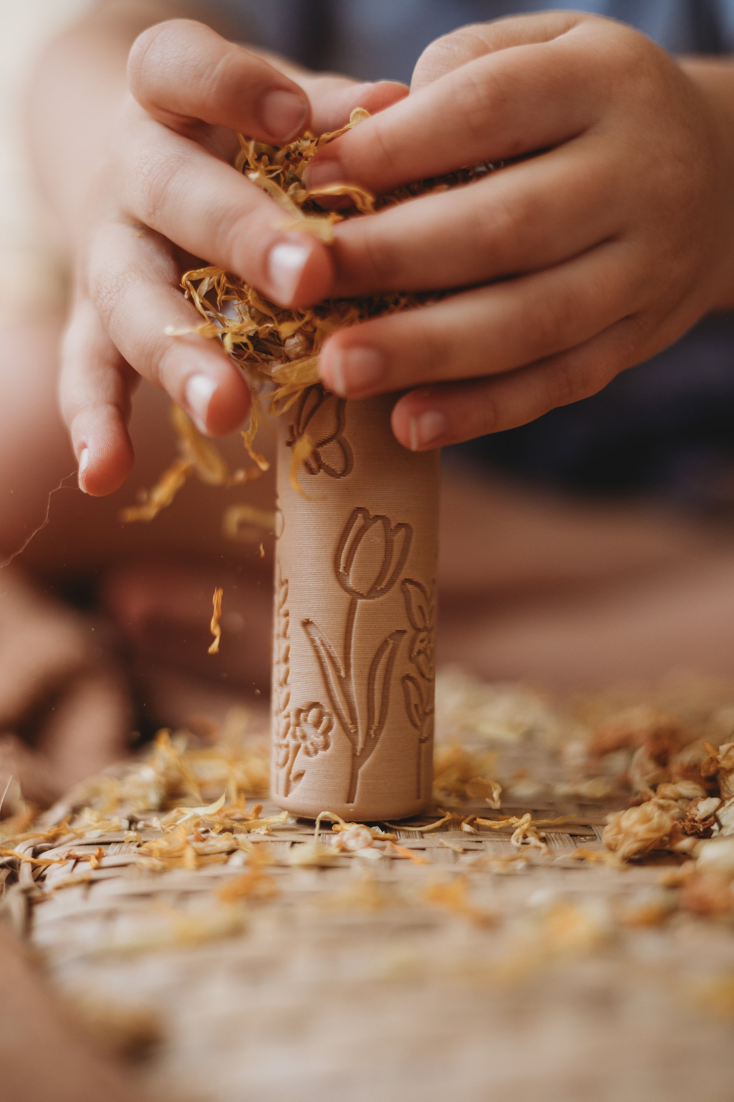 Floral pattern playdough roller - eco friendly play - Kinfolk Pantry
