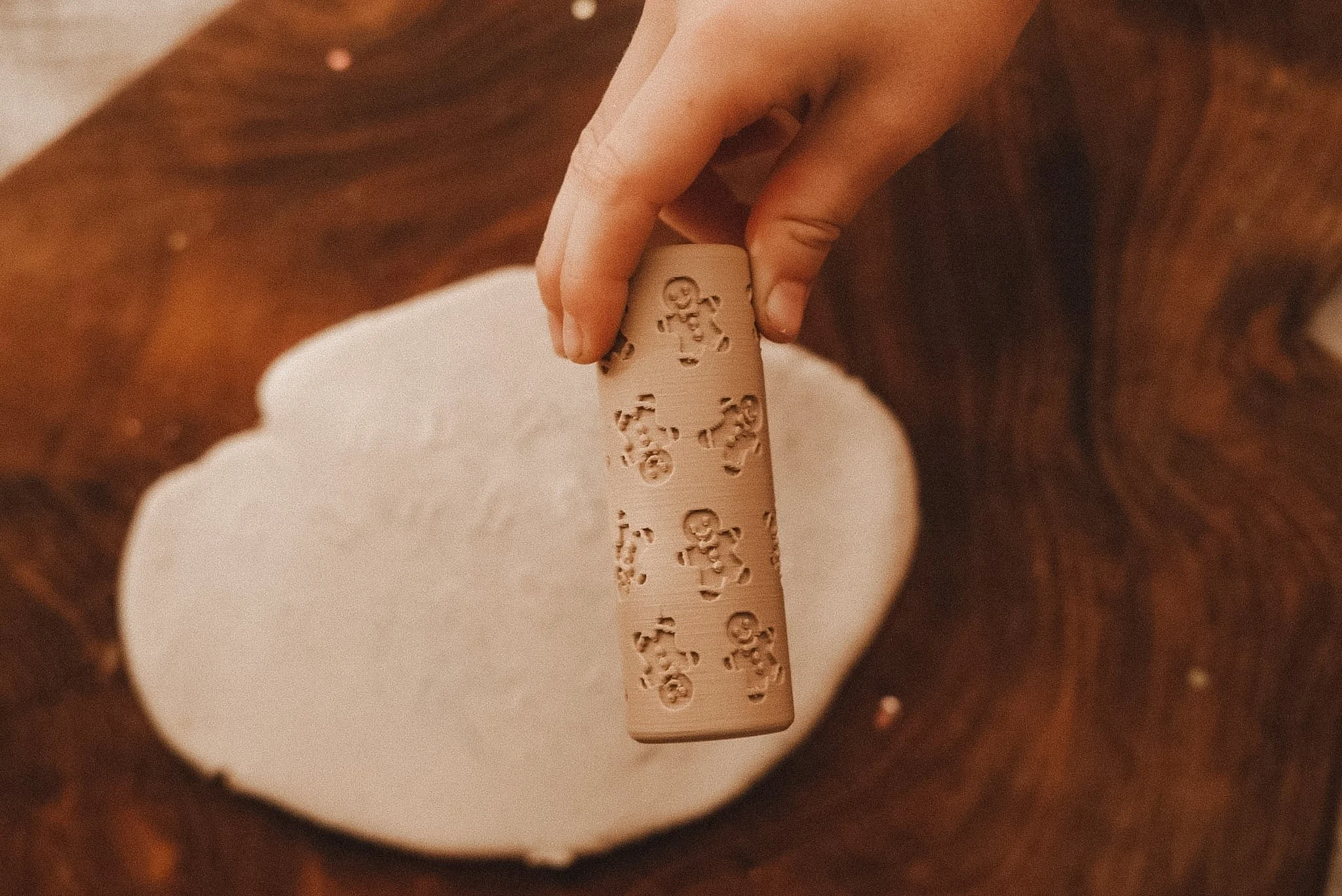Gingerbread Man Pattern Roller for Christmas playdough sensory play